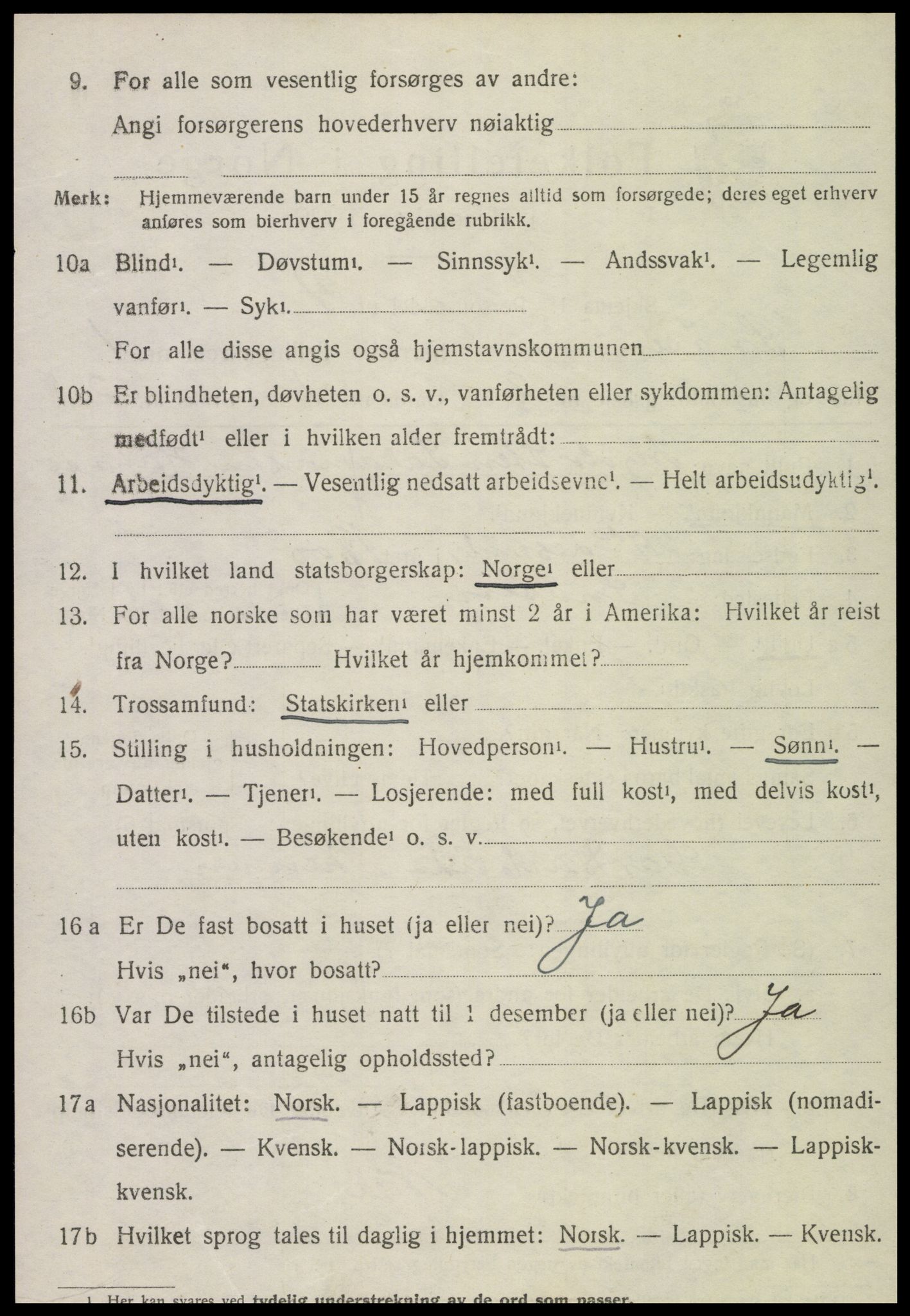 SAT, 1920 census for Snåsa, 1920, p. 1065