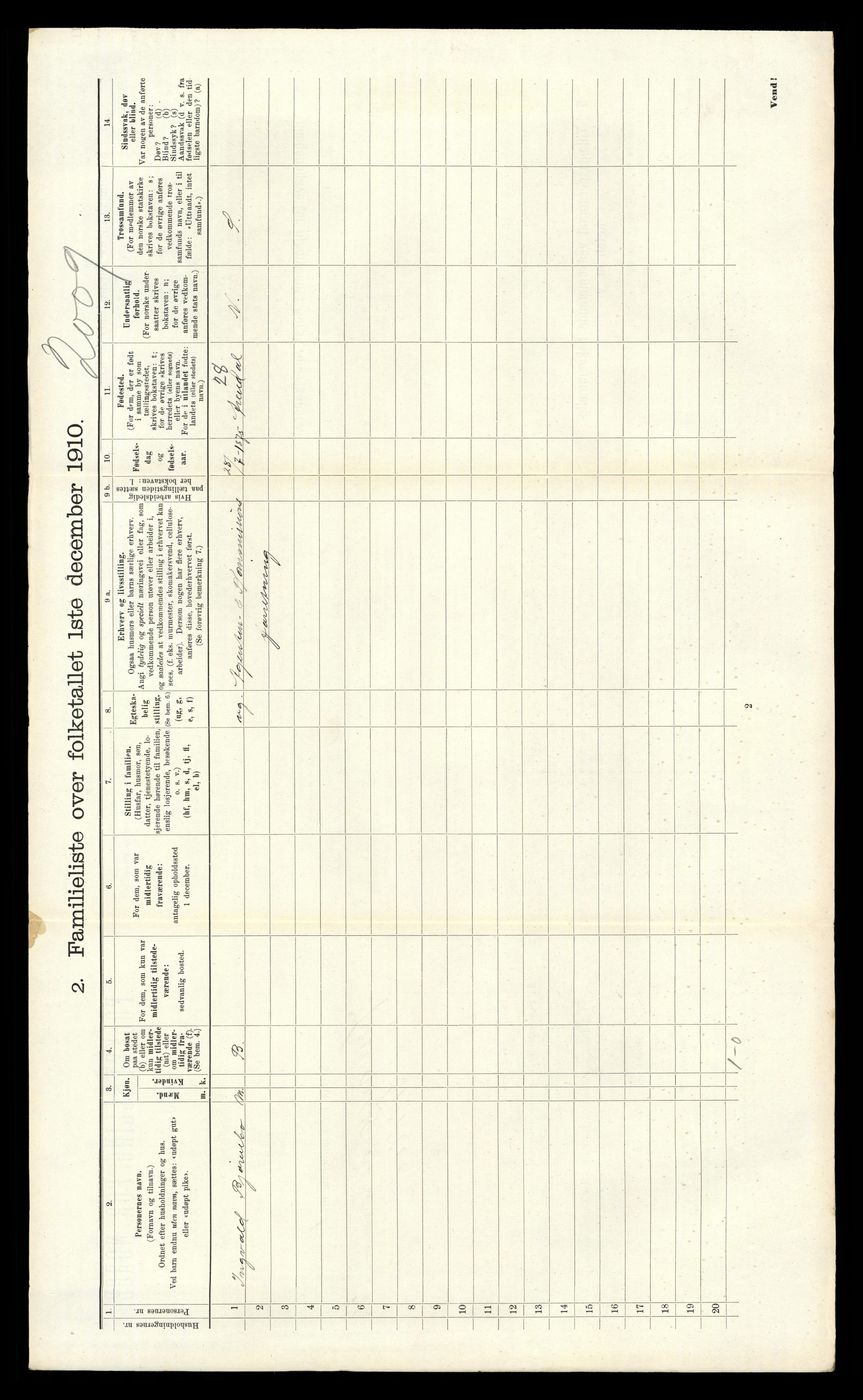 RA, 1910 census for Kristiansand, 1910, p. 1579