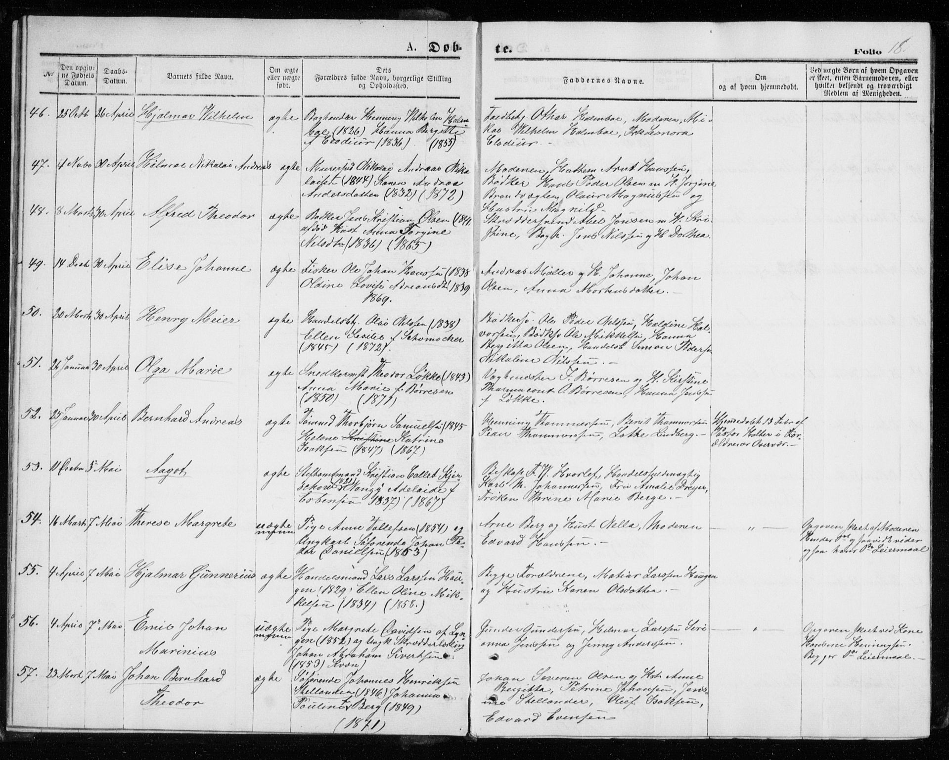 Tromsø sokneprestkontor/stiftsprosti/domprosti, AV/SATØ-S-1343/G/Gb/L0008klokker: Parish register (copy) no. 8, 1875-1879, p. 18
