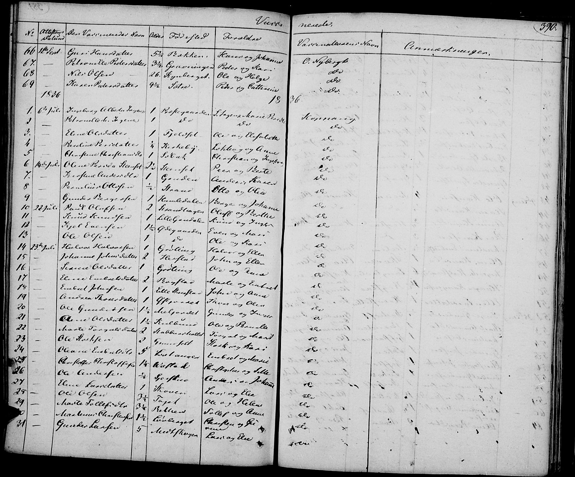Elverum prestekontor, SAH/PREST-044/H/Ha/Haa/L0008: Parish register (official) no. 8, 1830-1842, p. 390