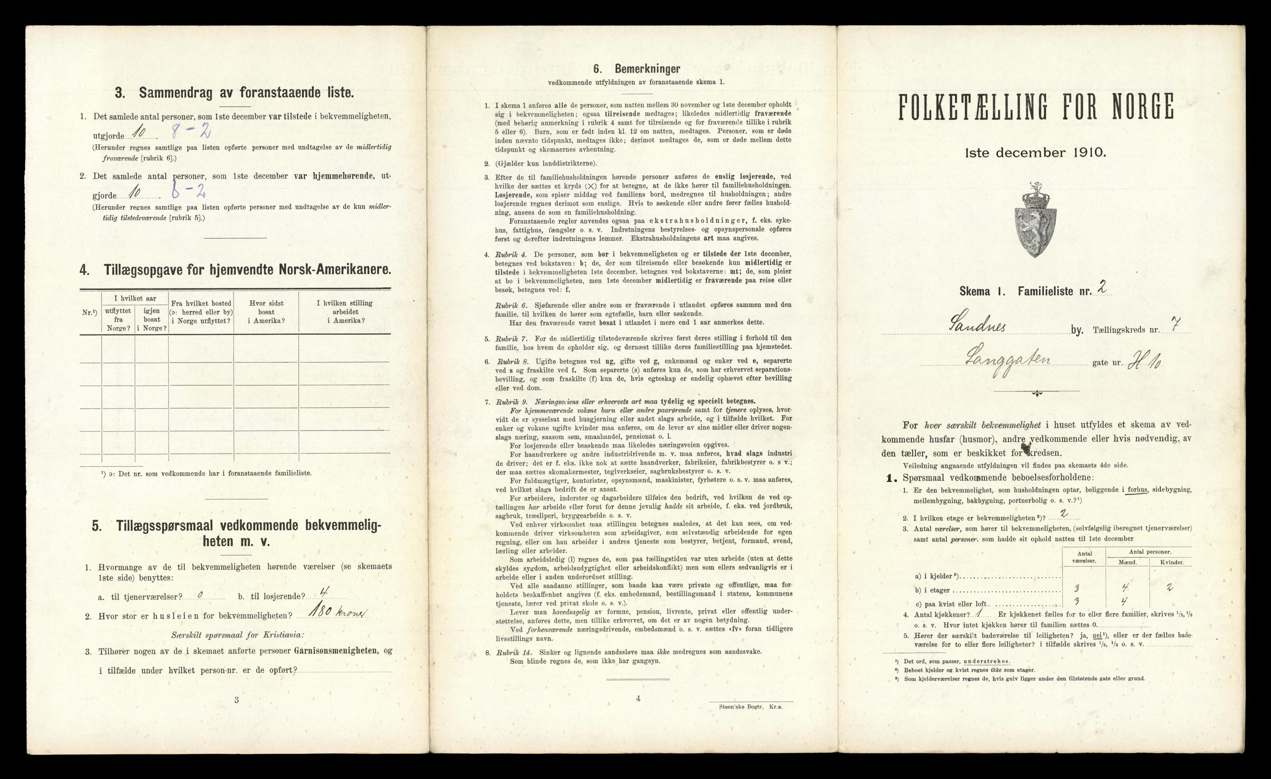 RA, 1910 census for Sandnes, 1910, p. 814