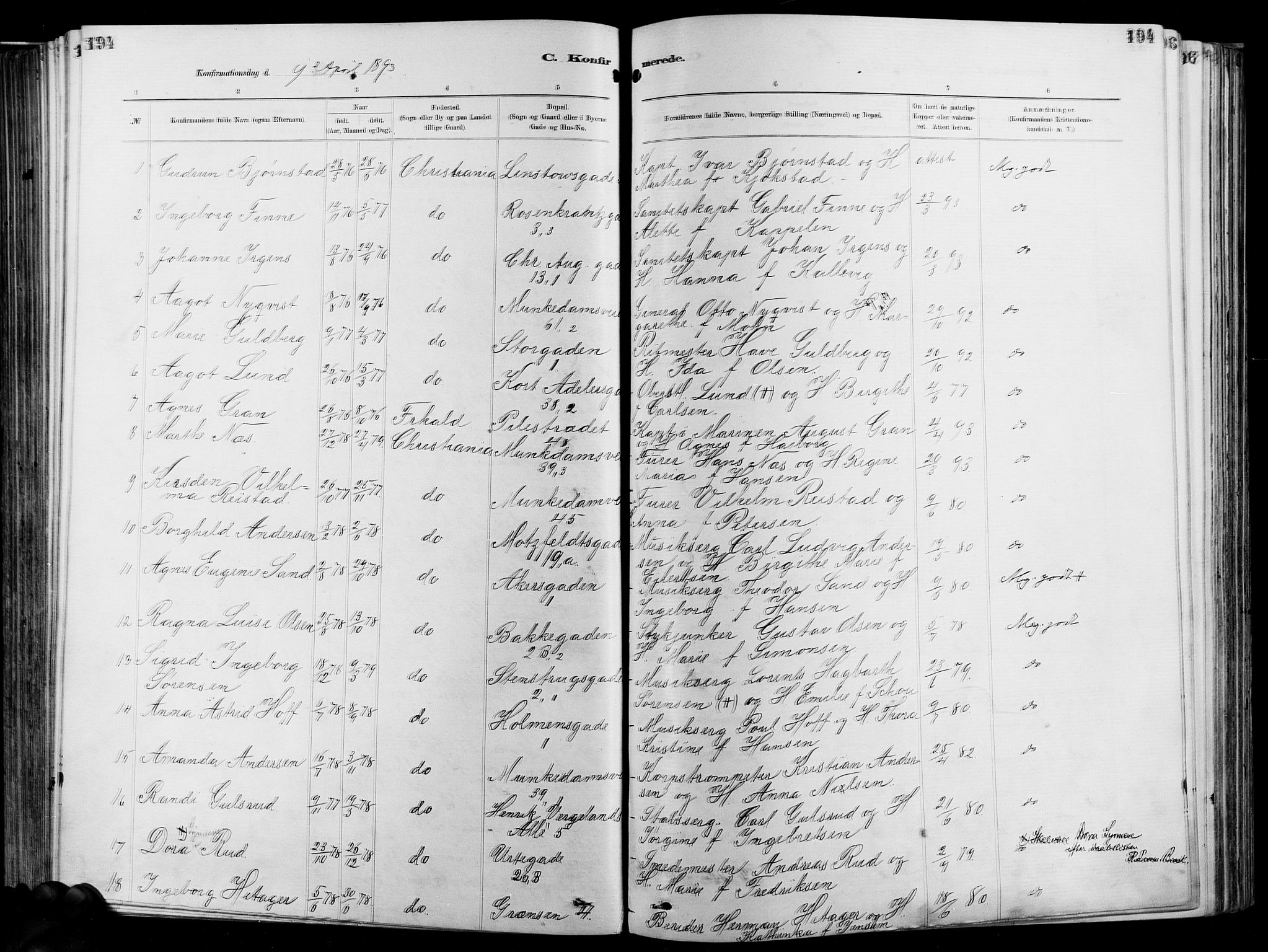 Garnisonsmenigheten Kirkebøker, AV/SAO-A-10846/F/Fa/L0012: Parish register (official) no. 12, 1880-1893, p. 194