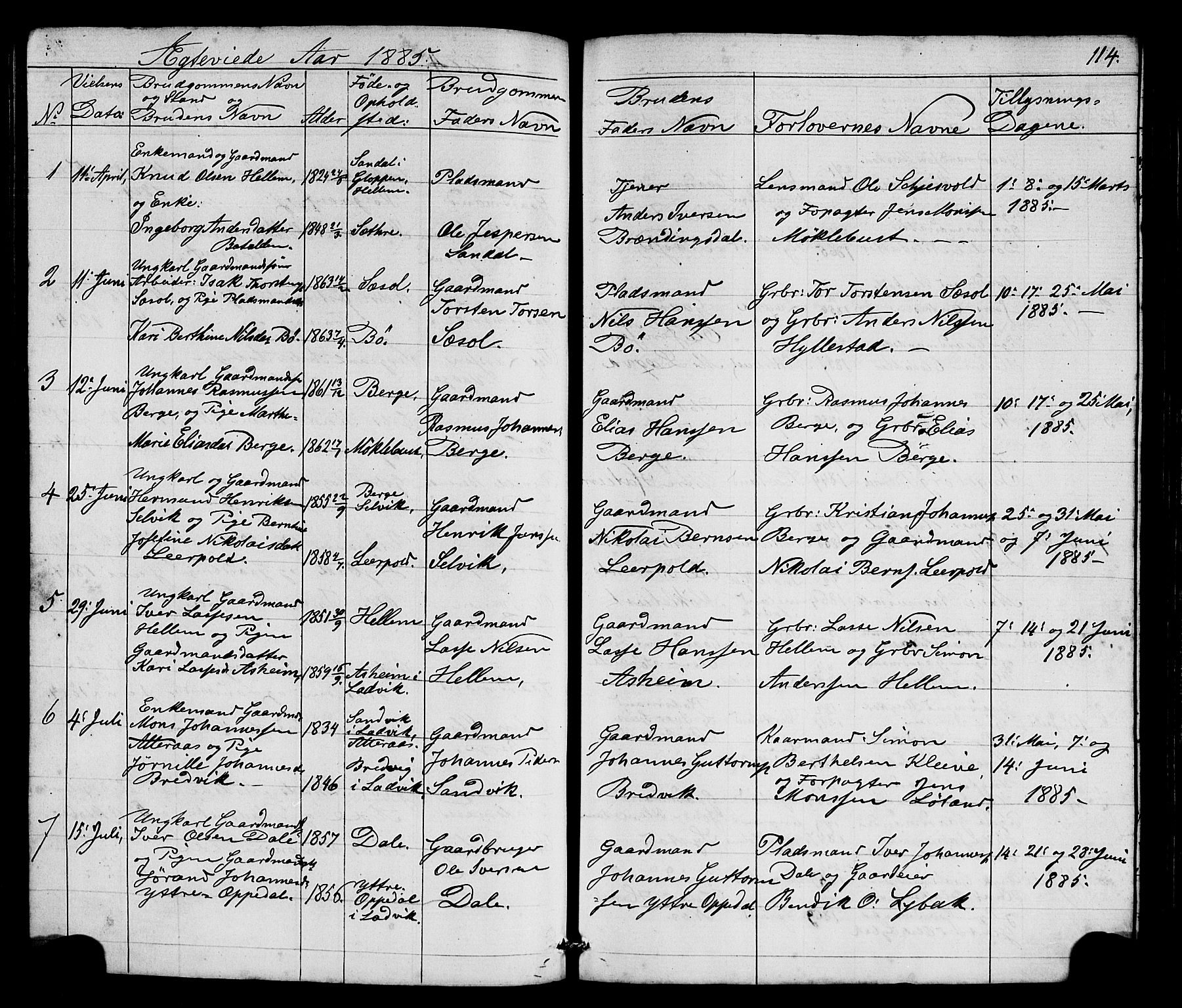 Hyllestad sokneprestembete, SAB/A-80401: Parish register (copy) no. A 2, 1876-1906, p. 114