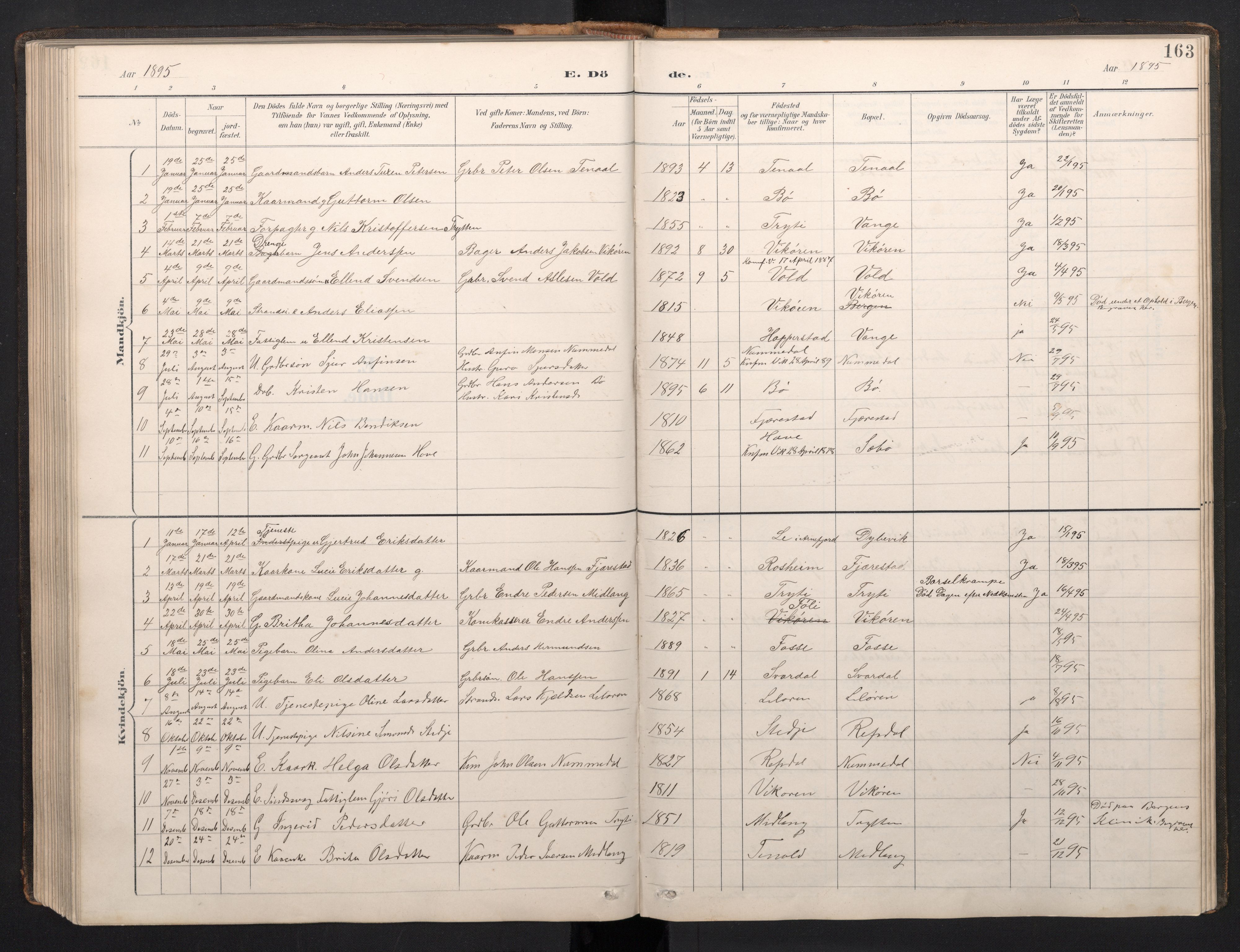 Vik sokneprestembete, SAB/A-81501: Parish register (copy) no. A 4, 1895-1914, p. 162b-163a