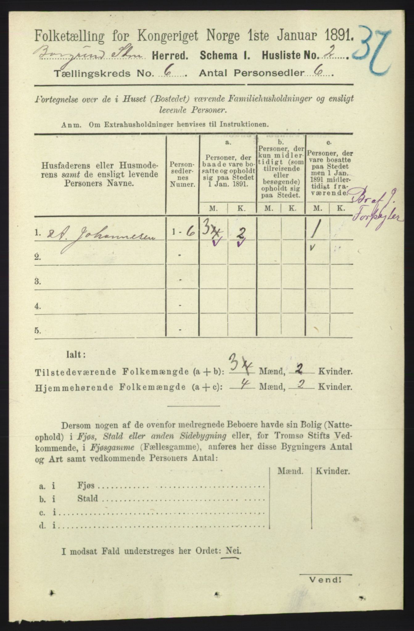 RA, 1891 census for 1531 Borgund, 1891, p. 1531