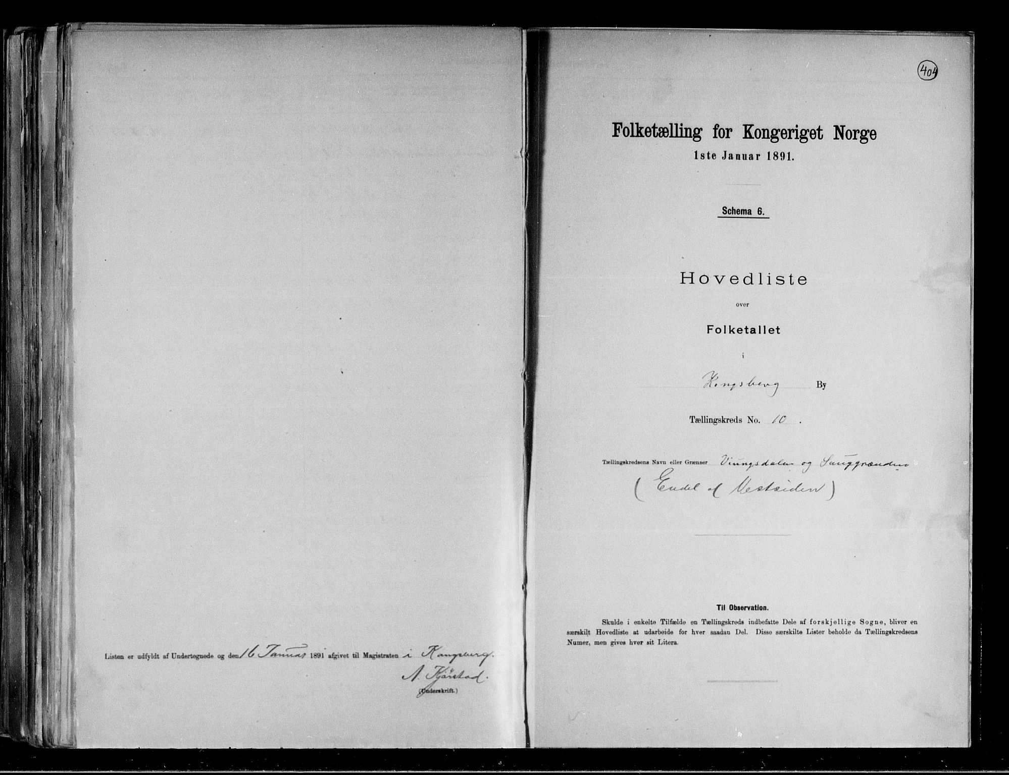 RA, 1891 census for 0604 Kongsberg, 1891, p. 22