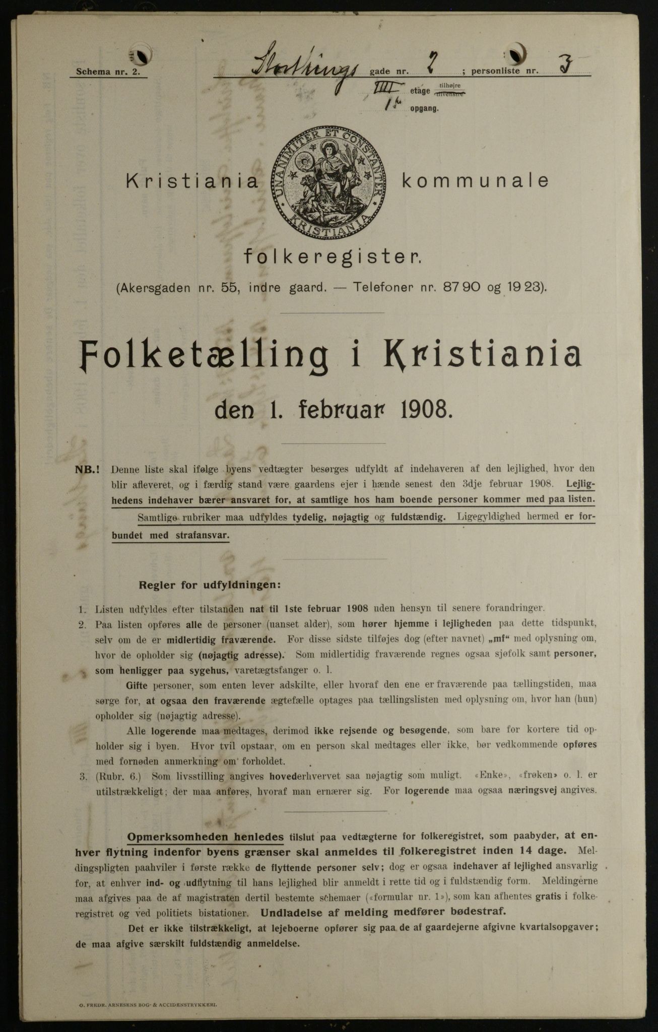 OBA, Municipal Census 1908 for Kristiania, 1908, p. 93031