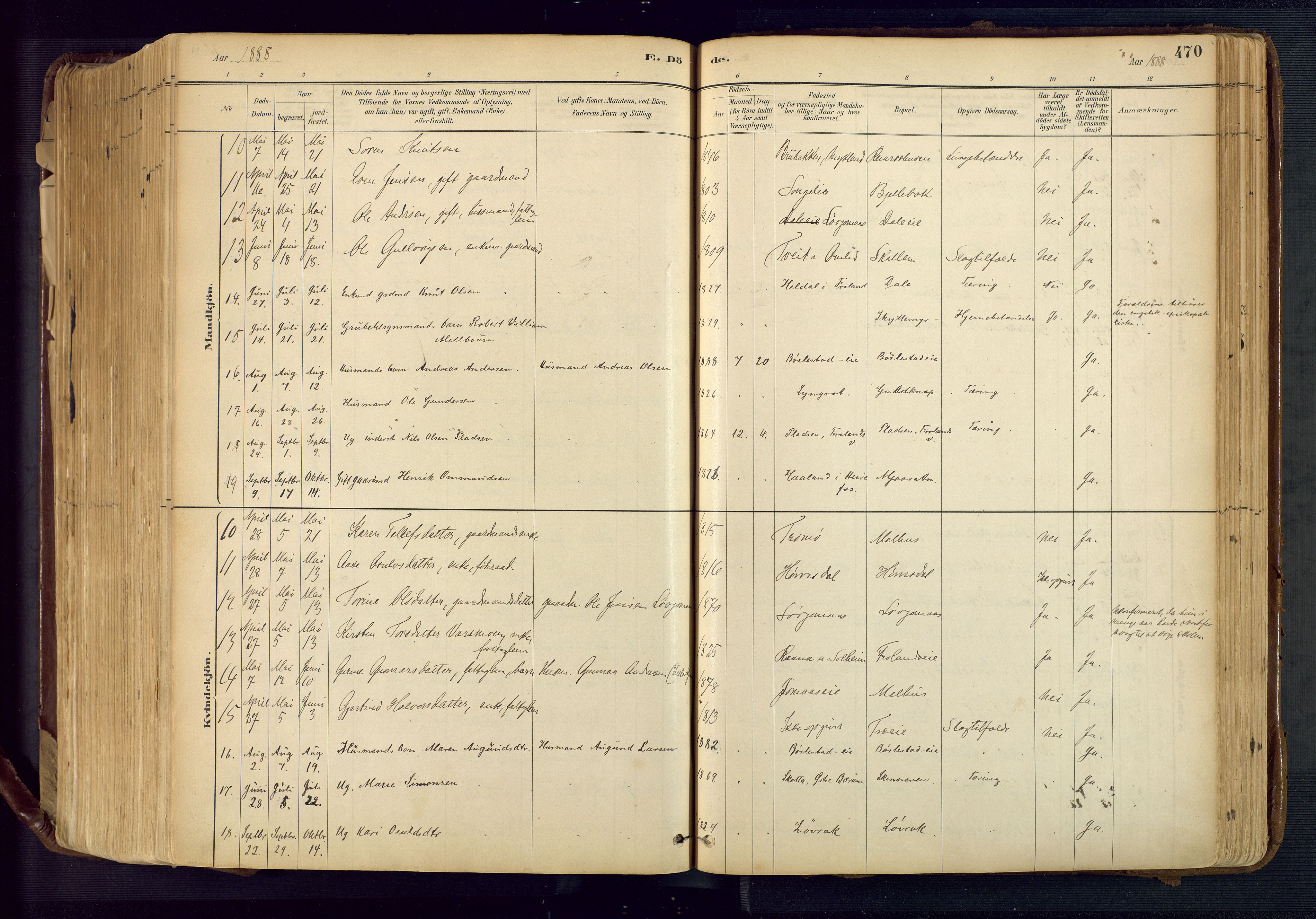 Froland sokneprestkontor, SAK/1111-0013/F/Fa/L0005: Parish register (official) no. A 5, 1882-1921, p. 470