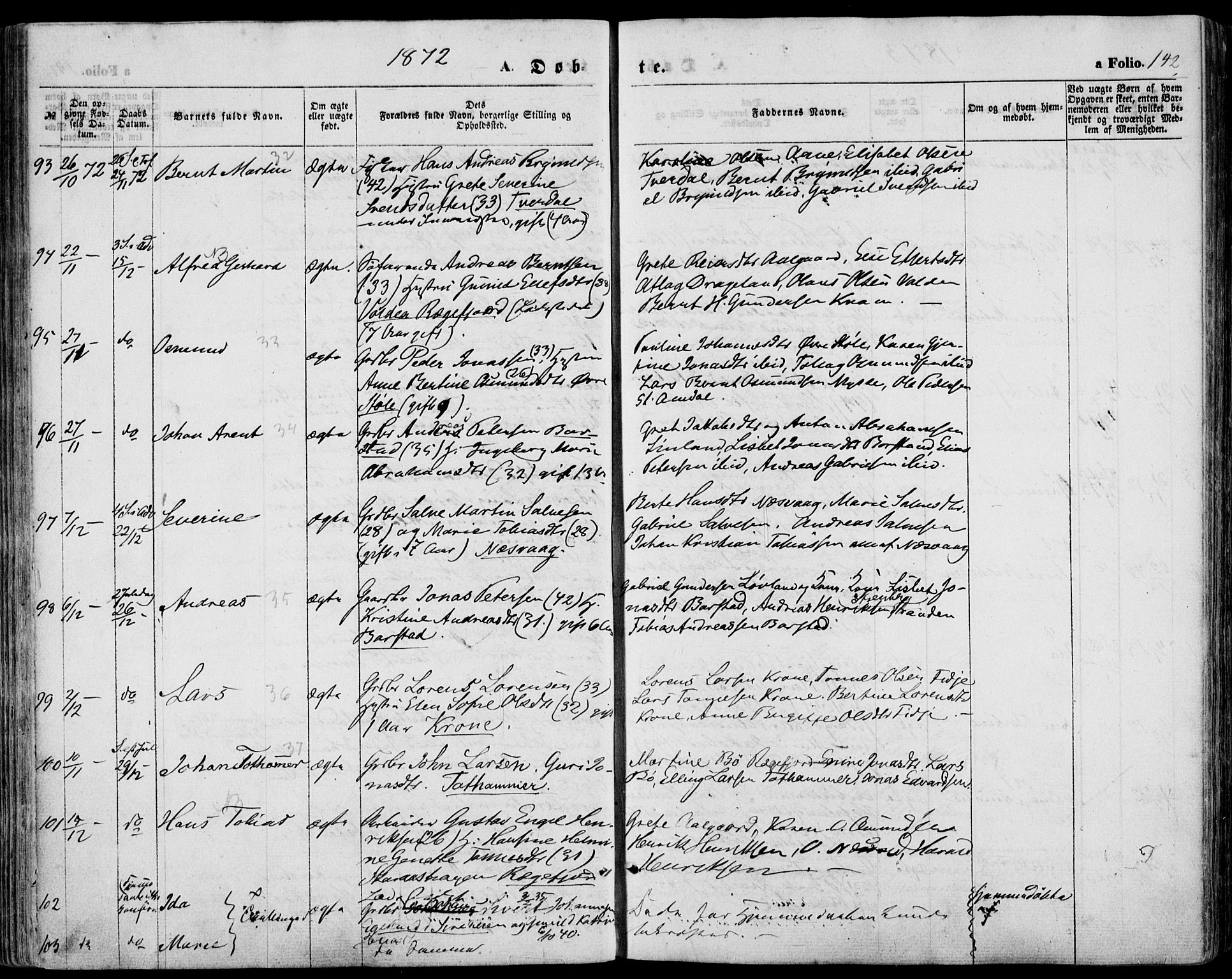 Sokndal sokneprestkontor, AV/SAST-A-101808: Parish register (official) no. A 9, 1857-1874, p. 142