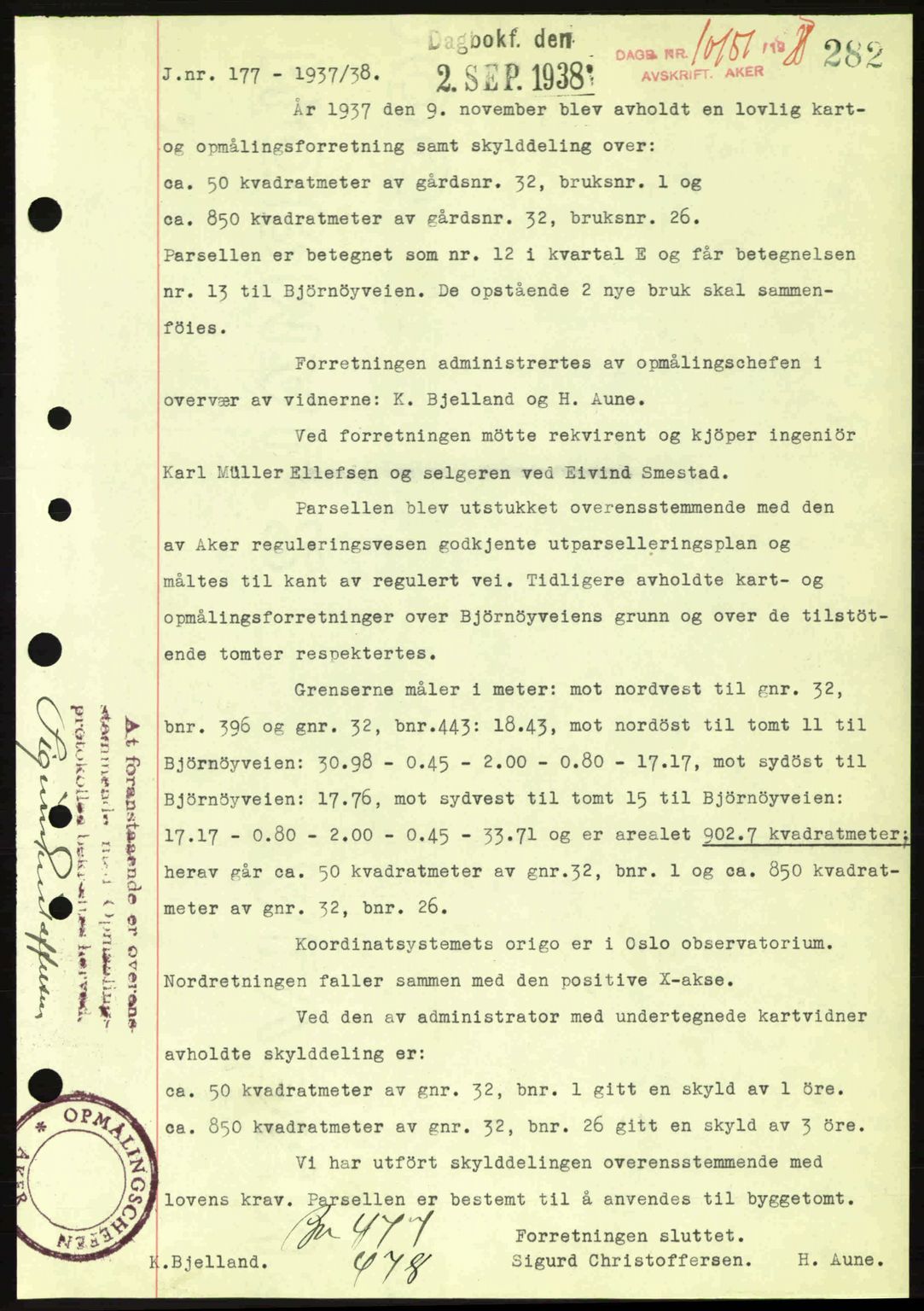 Aker herredsskriveri, SAO/A-10896/G/Gb/Gba/Gbab/L0025: Mortgage book no. A154-155, 1938-1938, Diary no: : 10151/1938