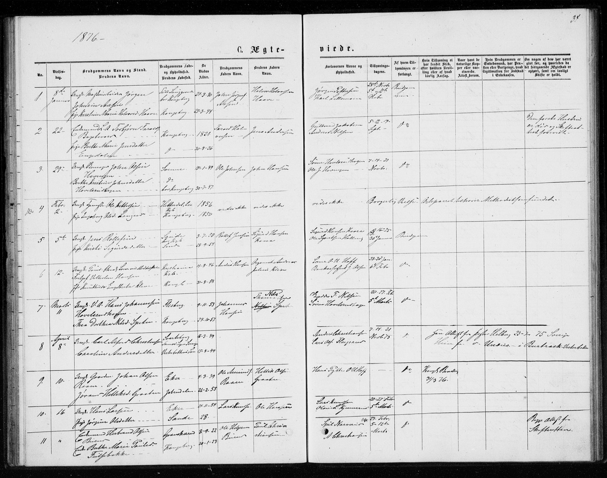 Kongsberg kirkebøker, SAKO/A-22/G/Ga/L0004: Parish register (copy) no. 4, 1876-1877, p. 34