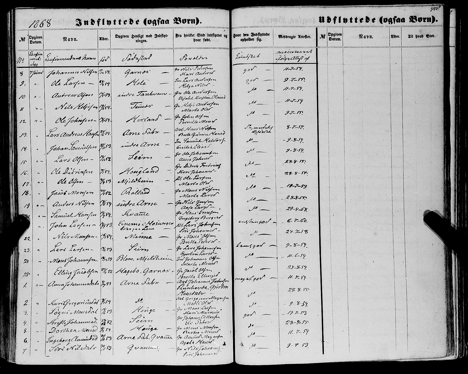 Haus sokneprestembete, AV/SAB-A-75601/H/Haa: Parish register (official) no. A 17, 1858-1870, p. 408