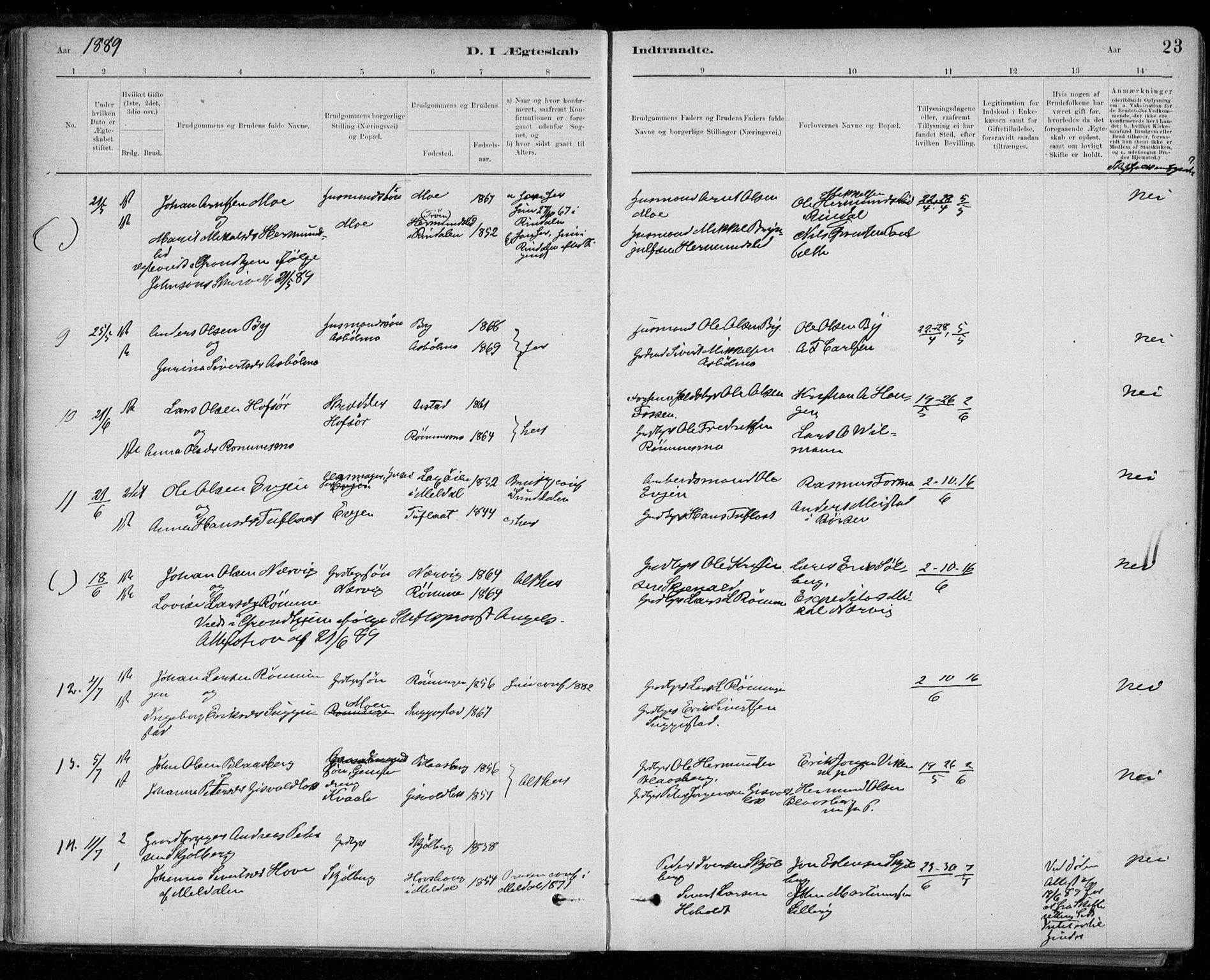 Ministerialprotokoller, klokkerbøker og fødselsregistre - Sør-Trøndelag, AV/SAT-A-1456/668/L0810: Parish register (official) no. 668A10, 1881-1894, p. 23