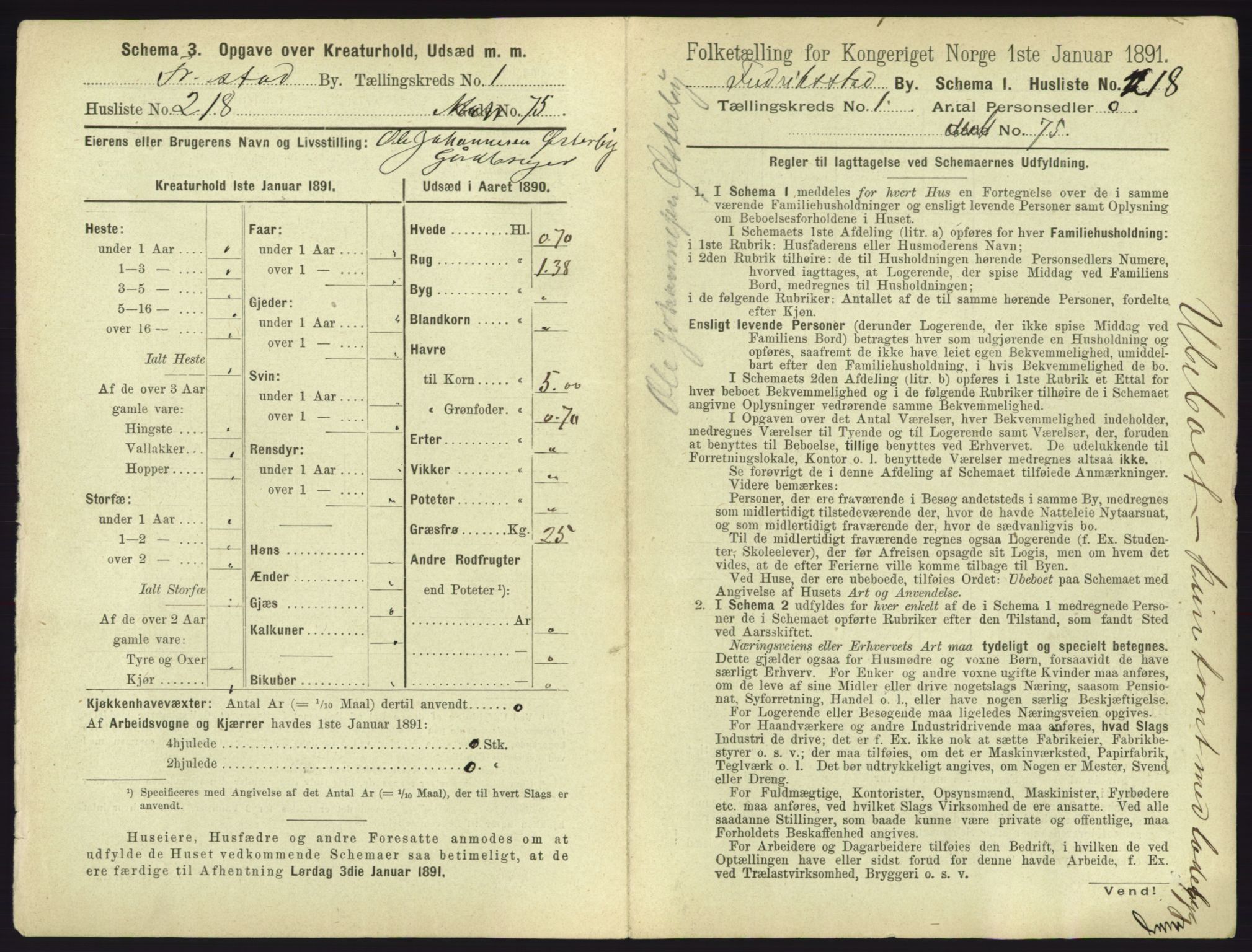 RA, 1891 census for 0103 Fredrikstad, 1891, p. 474