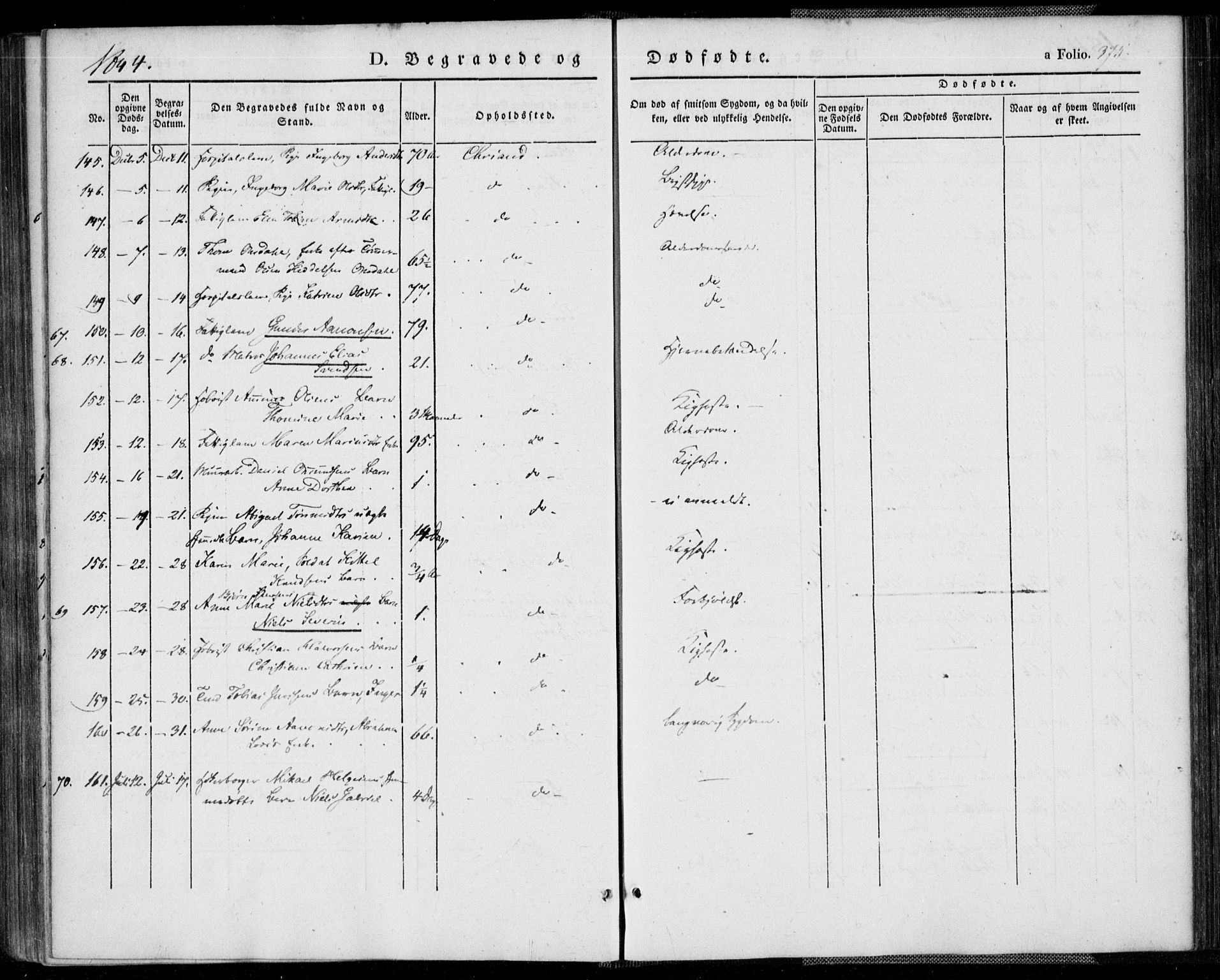 Kristiansand domprosti, AV/SAK-1112-0006/F/Fa/L0013: Parish register (official) no. A 13, 1842-1851, p. 375