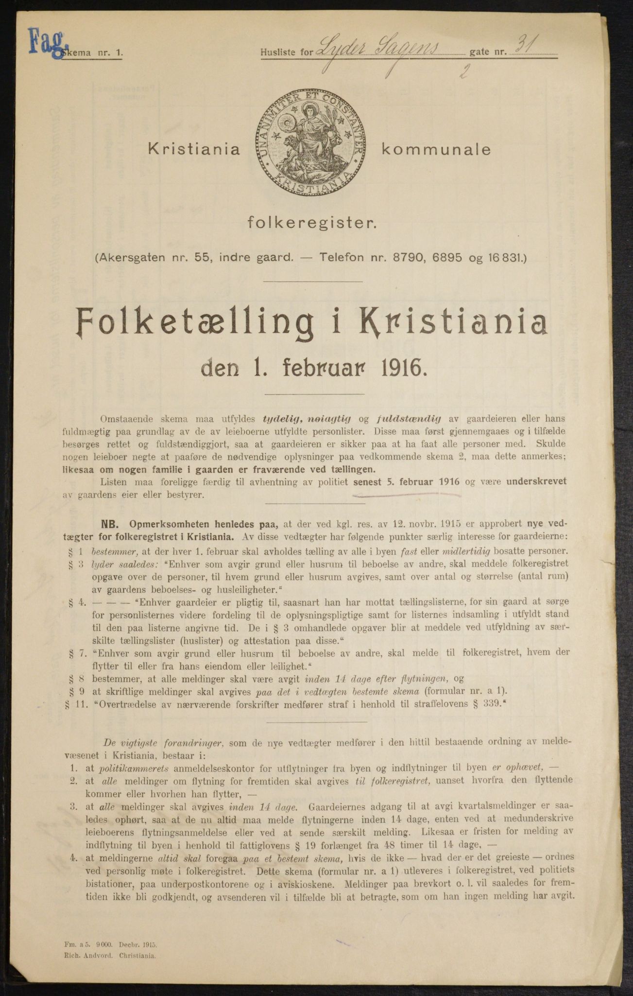 OBA, Municipal Census 1916 for Kristiania, 1916, p. 59861