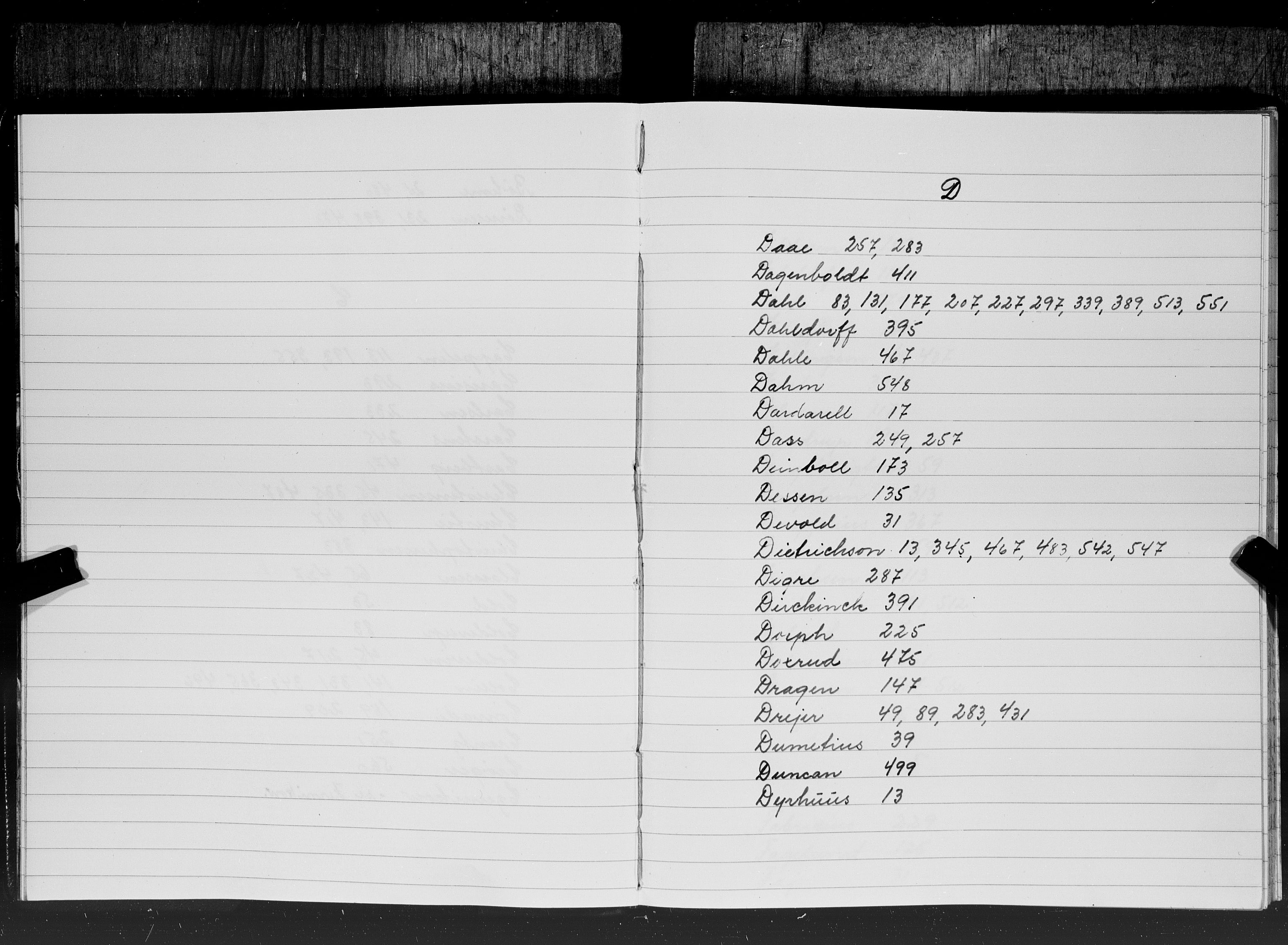 Hornemans samlinger, SAT/PA-X/A/L0013b: Register til bind 13a Angell - Hammond, 1600-1886