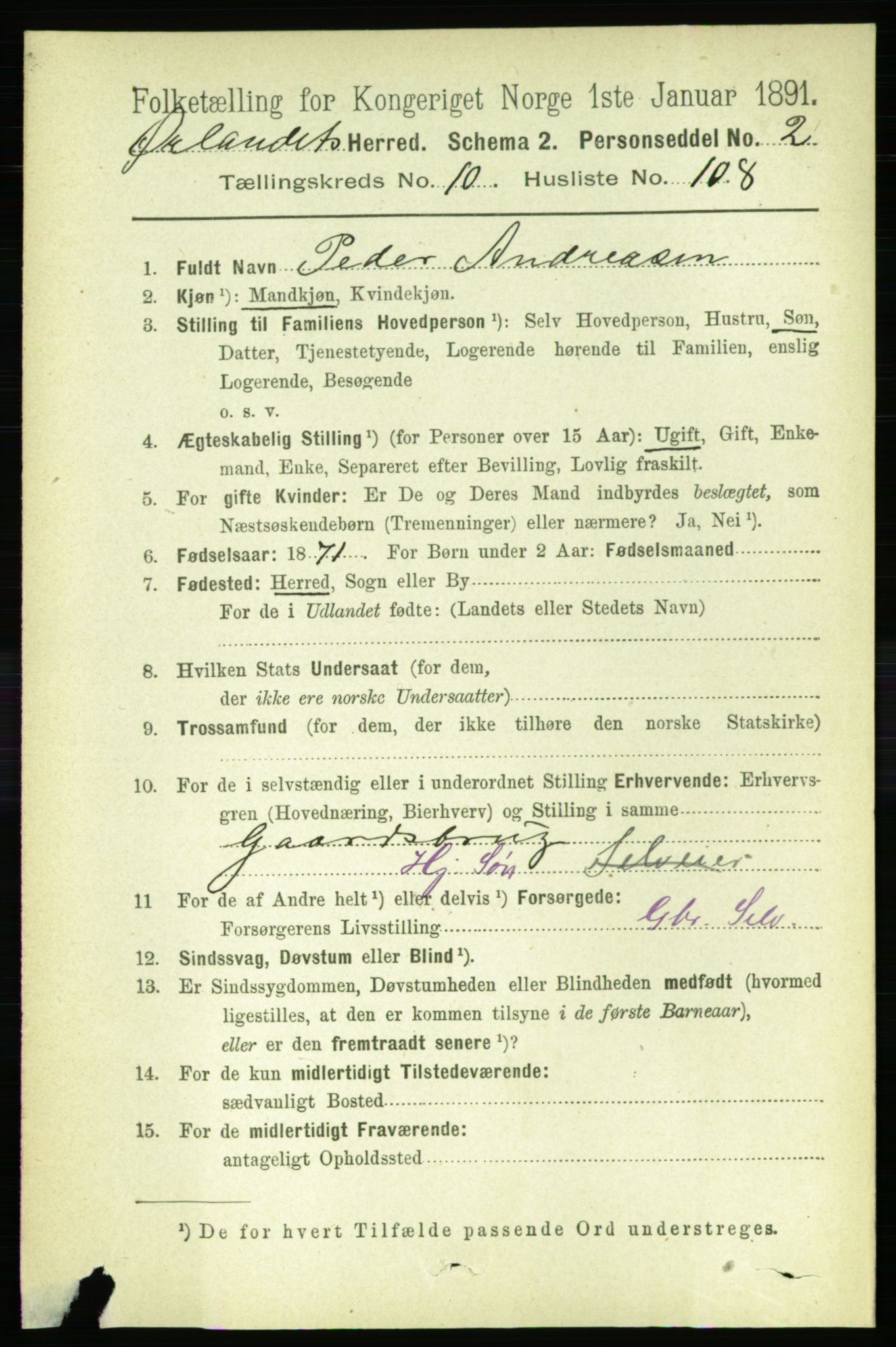 RA, 1891 census for 1621 Ørland, 1891, p. 4849