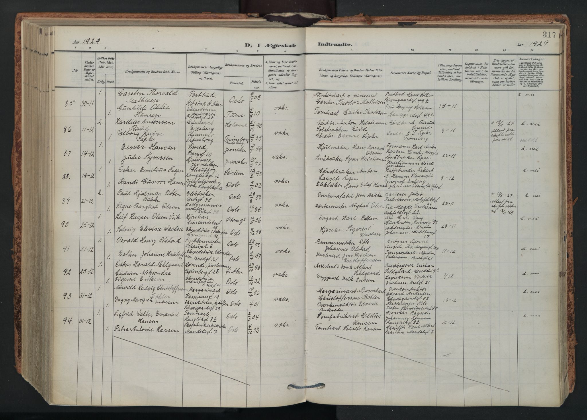 Grønland prestekontor Kirkebøker, AV/SAO-A-10848/F/Fa/L0017: Parish register (official) no. 17, 1906-1934, p. 317