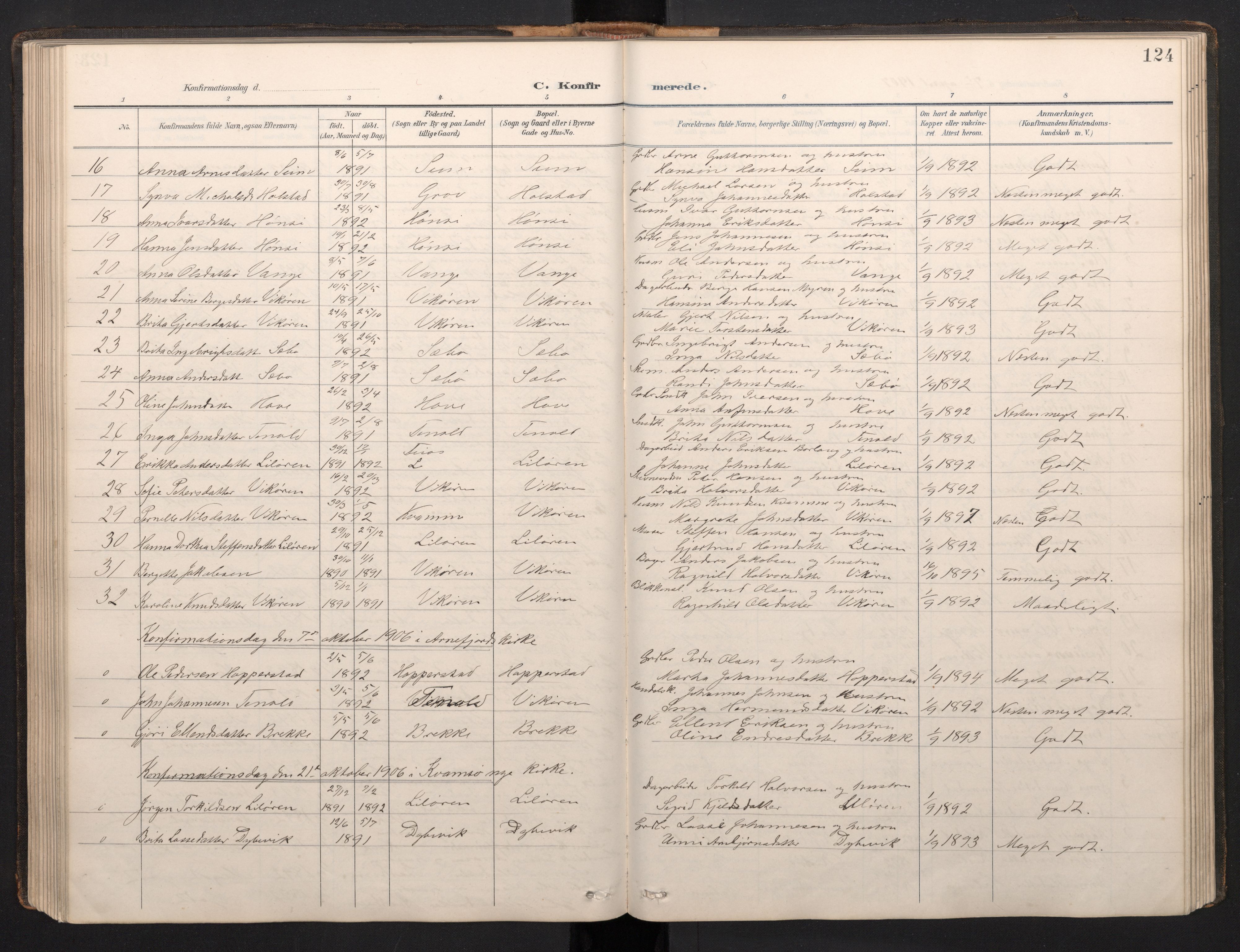 Vik sokneprestembete, AV/SAB-A-81501/H/Hab/Haba/L0004: Parish register (copy) no. A 4, 1895-1914, p. 123b-124a