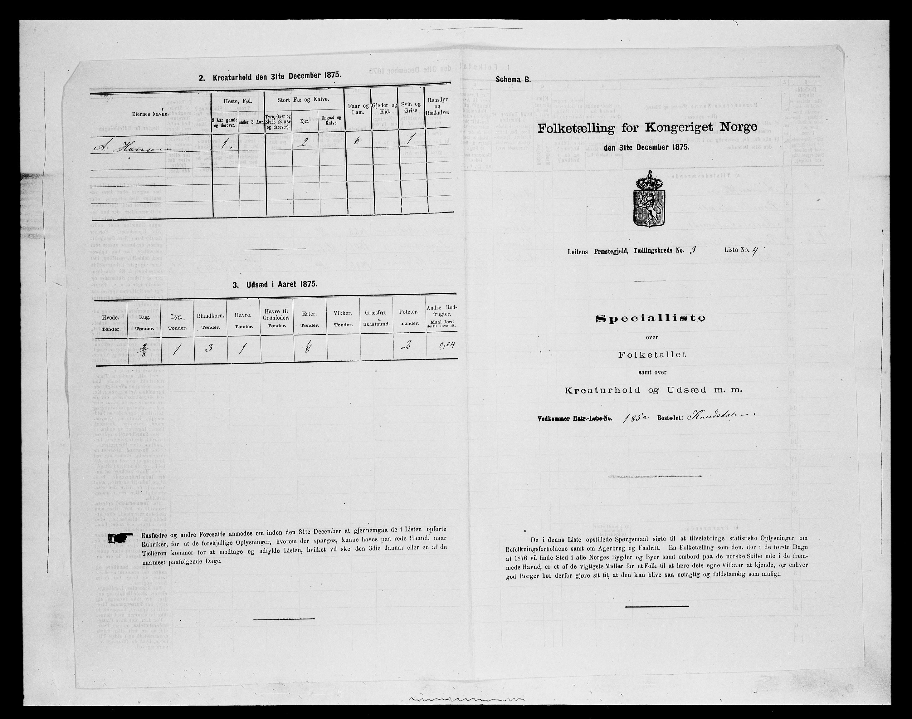 SAH, 1875 census for 0415P Løten, 1875, p. 650