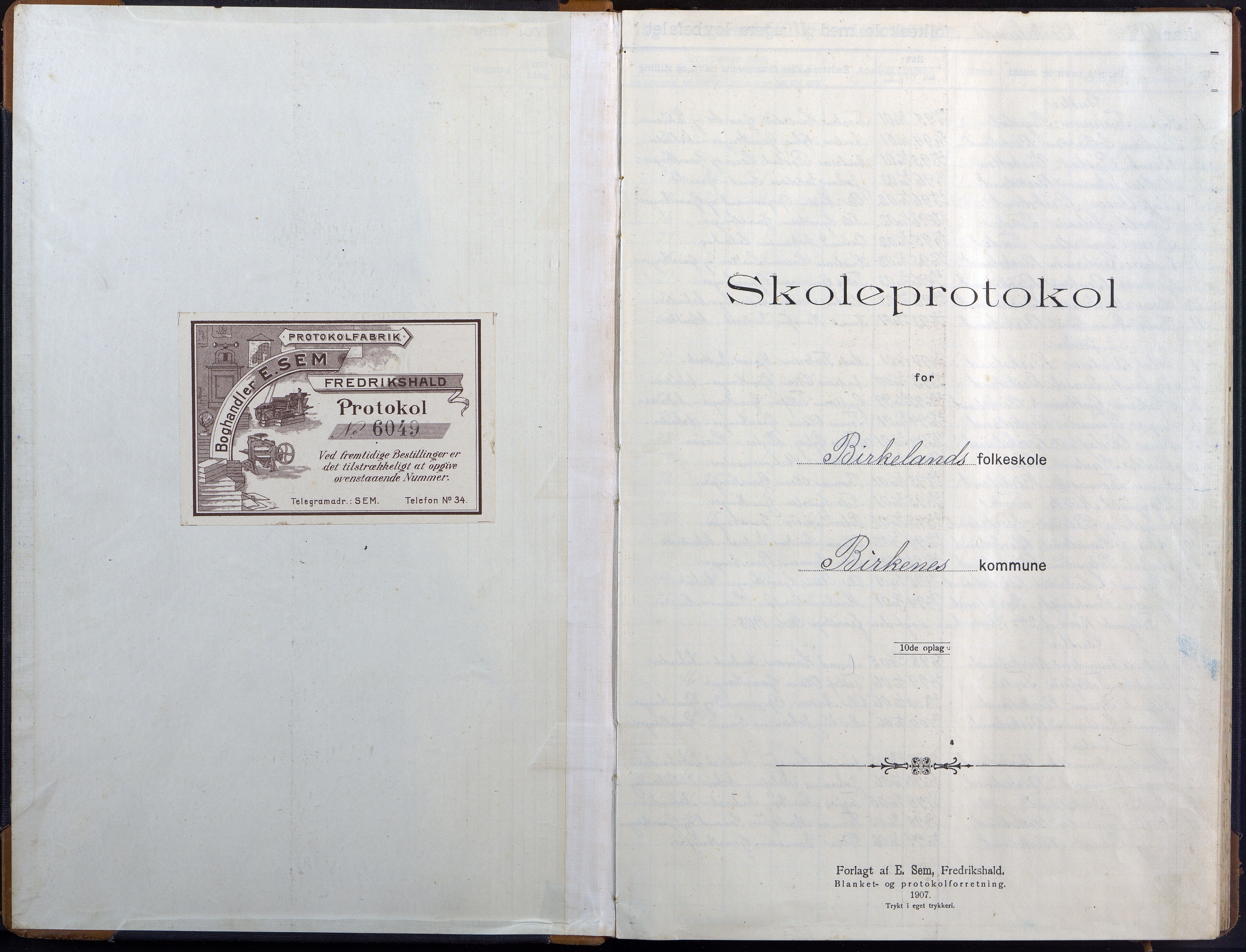 Birkenes kommune, Birkenes krets/Birkeland folkeskole frem til 1991, AAKS/KA0928-550a_91/F02/L0007: Skoleprotokoll, 1907-1931