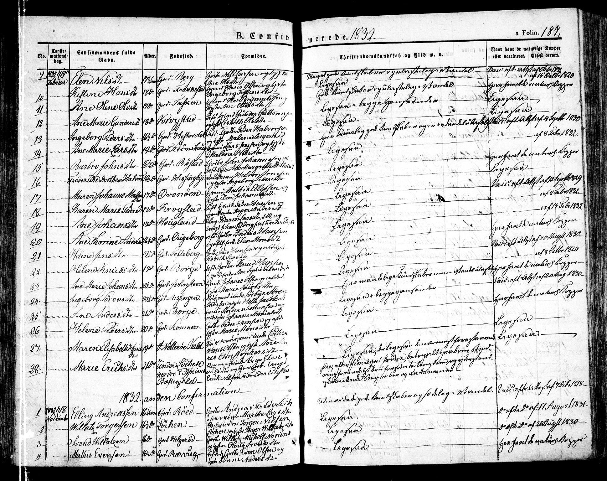 Råde prestekontor kirkebøker, AV/SAO-A-2009/F/Fa/L0005: Parish register (official) no. 5, 1830-1853, p. 187