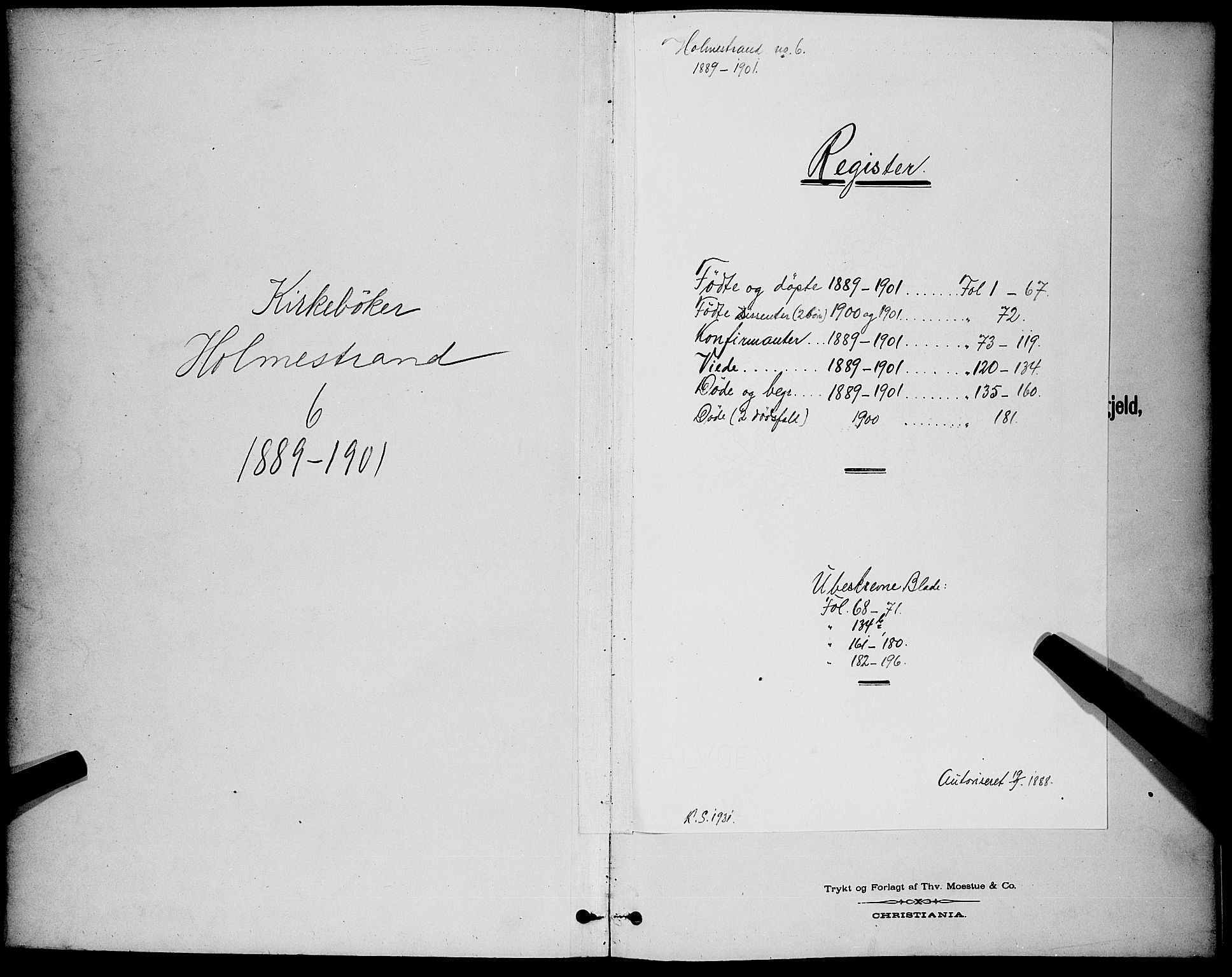 Holmestrand kirkebøker, AV/SAKO-A-346/G/Ga/L0005: Parish register (copy) no. 5, 1889-1901