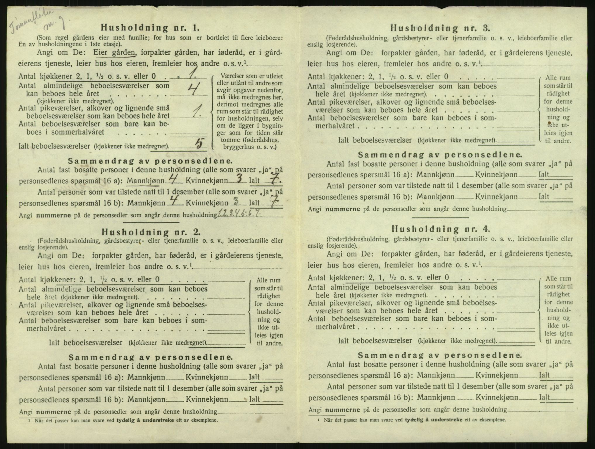 SAK, 1920 census for Birkenes, 1920, p. 658