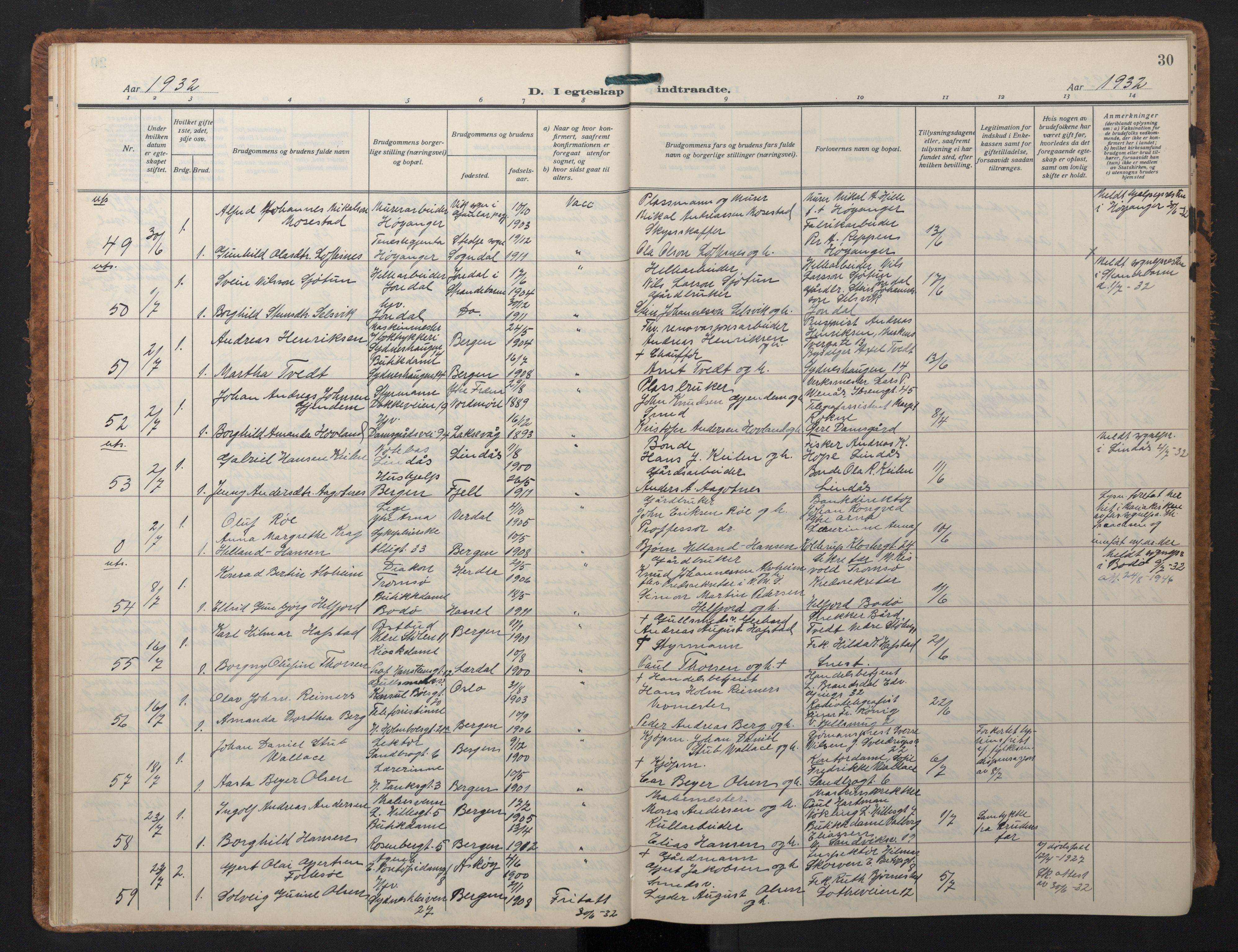 Johanneskirken sokneprestembete, SAB/A-76001/H/Hab: Parish register (copy) no. C 3, 1929-1949, p. 29b-30a