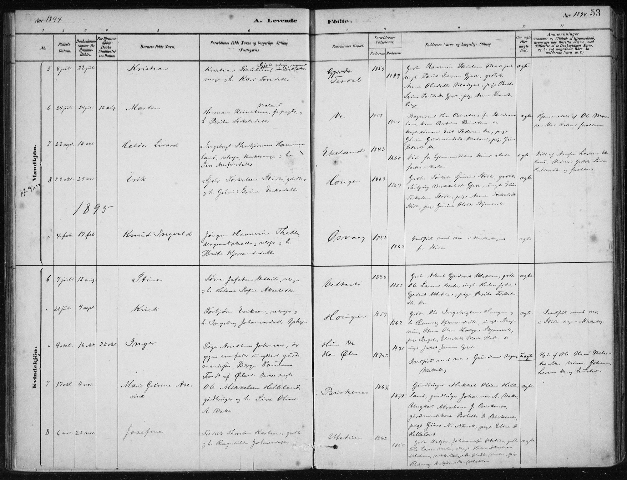 Etne sokneprestembete, SAB/A-75001/H/Haa: Parish register (official) no. C  1, 1879-1919, p. 53
