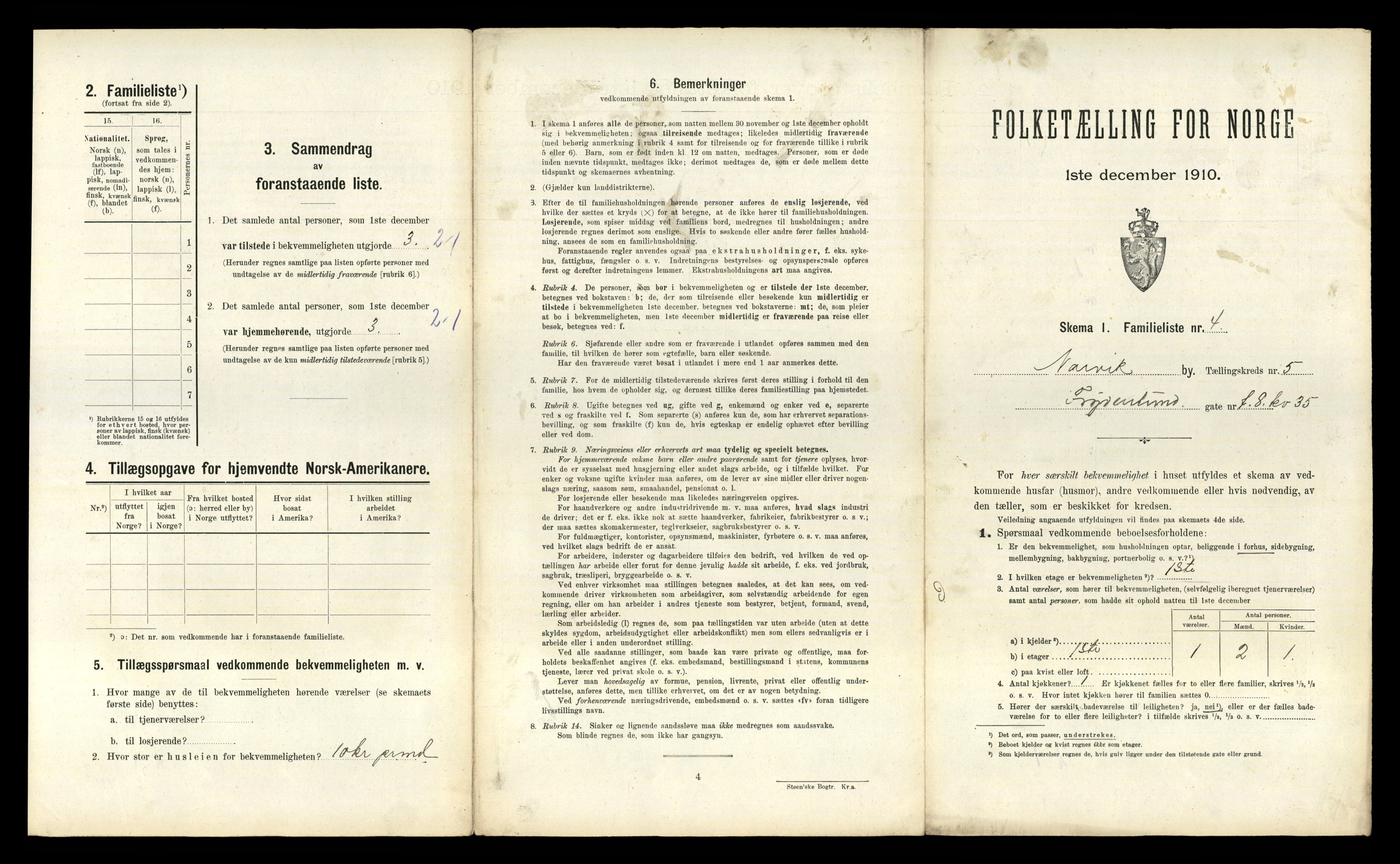 RA, 1910 census for Narvik, 1910, p. 1923