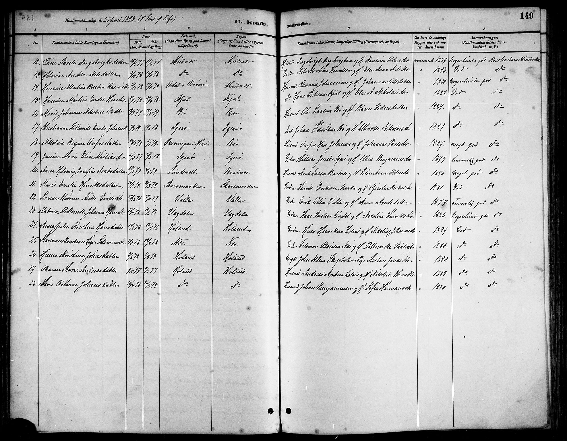 Ministerialprotokoller, klokkerbøker og fødselsregistre - Nordland, AV/SAT-A-1459/816/L0253: Parish register (copy) no. 816C03, 1886-1905, p. 149