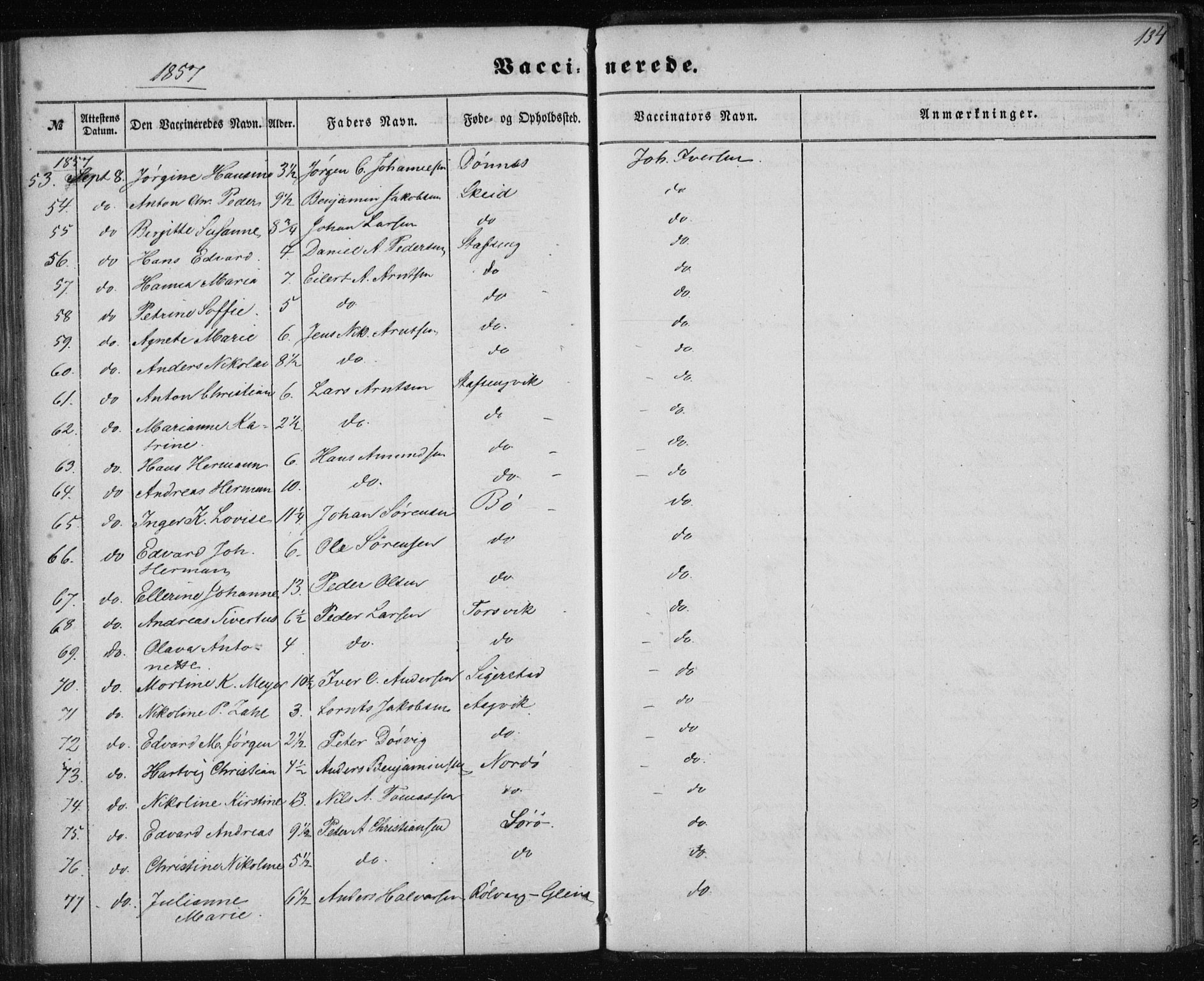 Ministerialprotokoller, klokkerbøker og fødselsregistre - Nordland, AV/SAT-A-1459/835/L0523: Parish register (official) no. 835A01, 1855-1865, p. 134