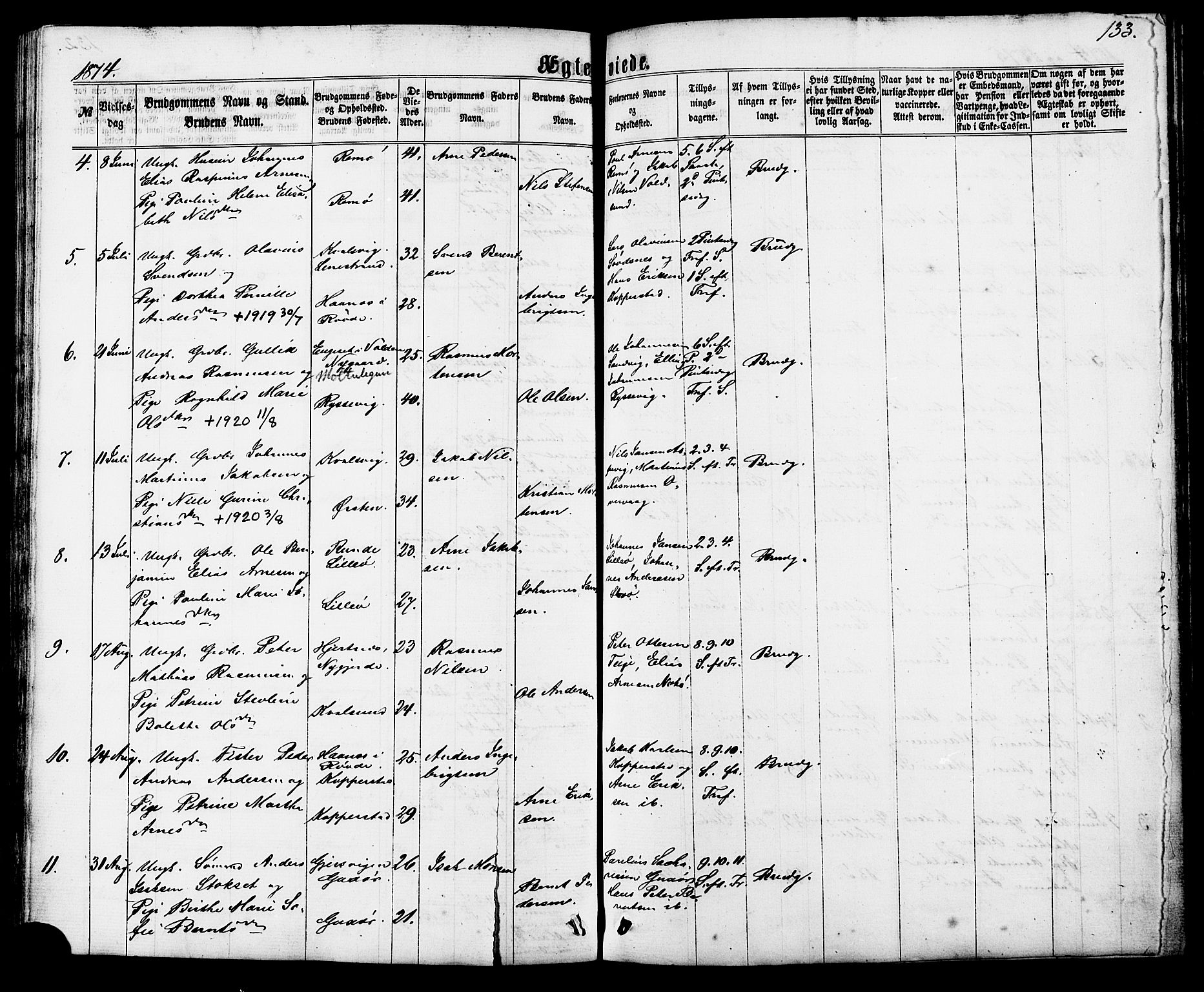 Ministerialprotokoller, klokkerbøker og fødselsregistre - Møre og Romsdal, AV/SAT-A-1454/507/L0071: Parish register (official) no. 507A06, 1863-1878, p. 133