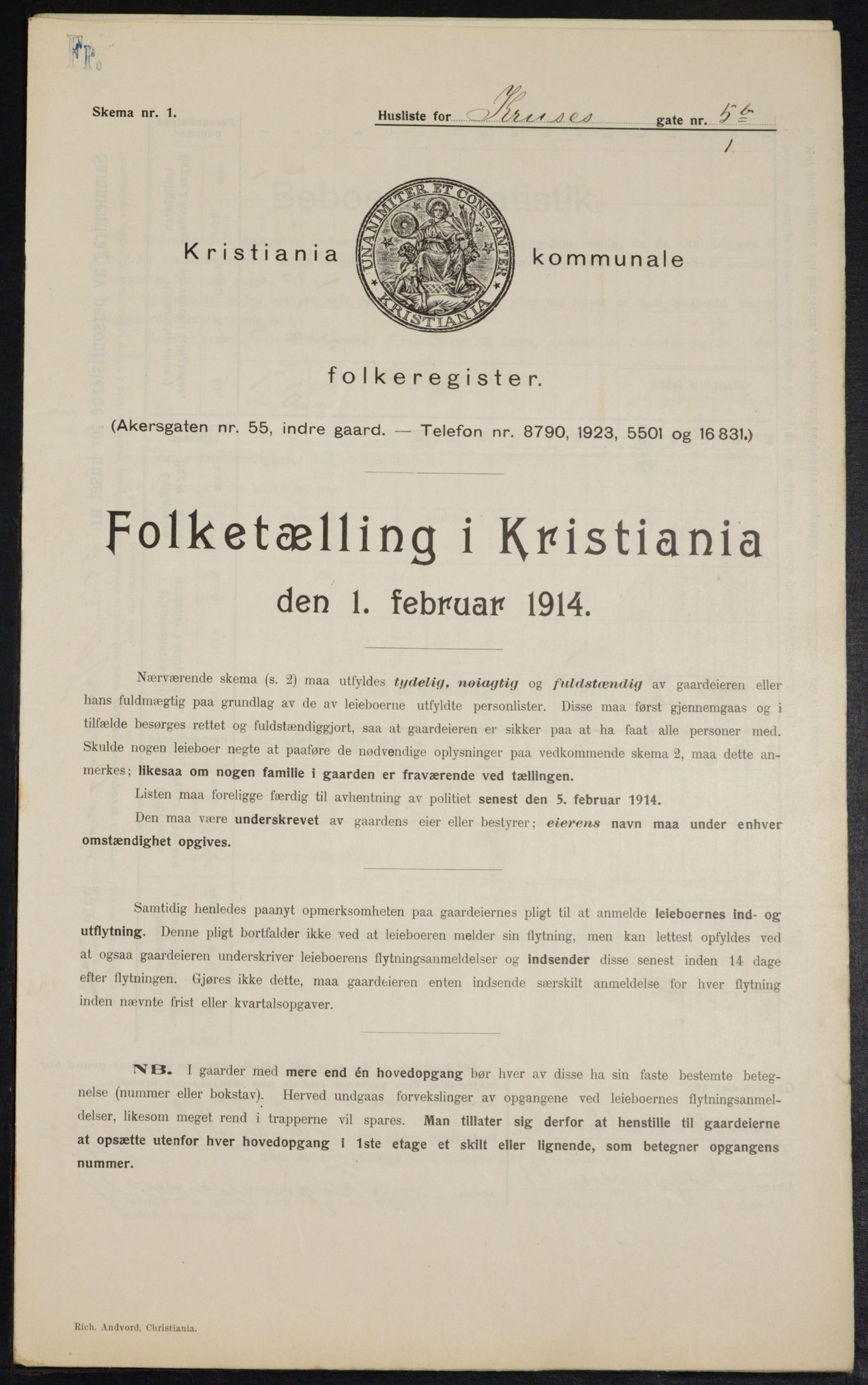 OBA, Municipal Census 1914 for Kristiania, 1914, p. 54879