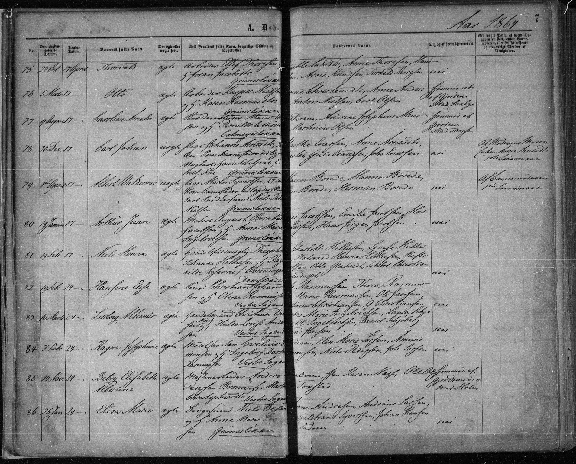 Gamle Aker prestekontor Kirkebøker, SAO/A-10617a/F/L0002: Parish register (official) no. 2, 1864-1872, p. 7