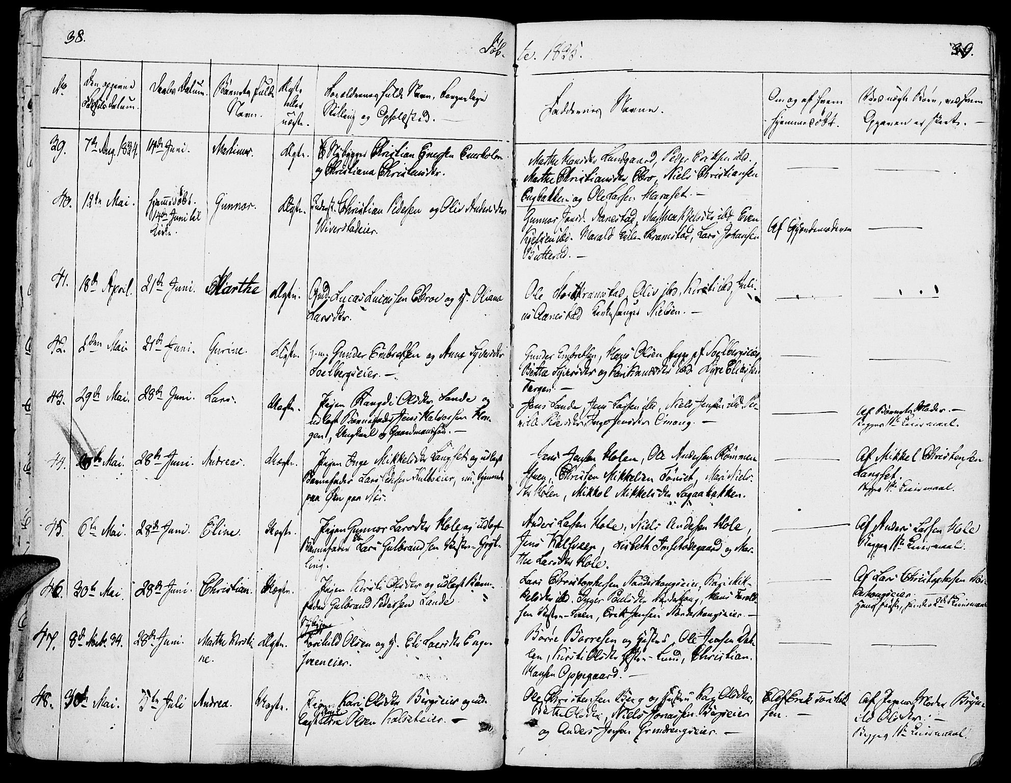 Løten prestekontor, SAH/PREST-022/K/Ka/L0006: Parish register (official) no. 6, 1832-1849, p. 38-39