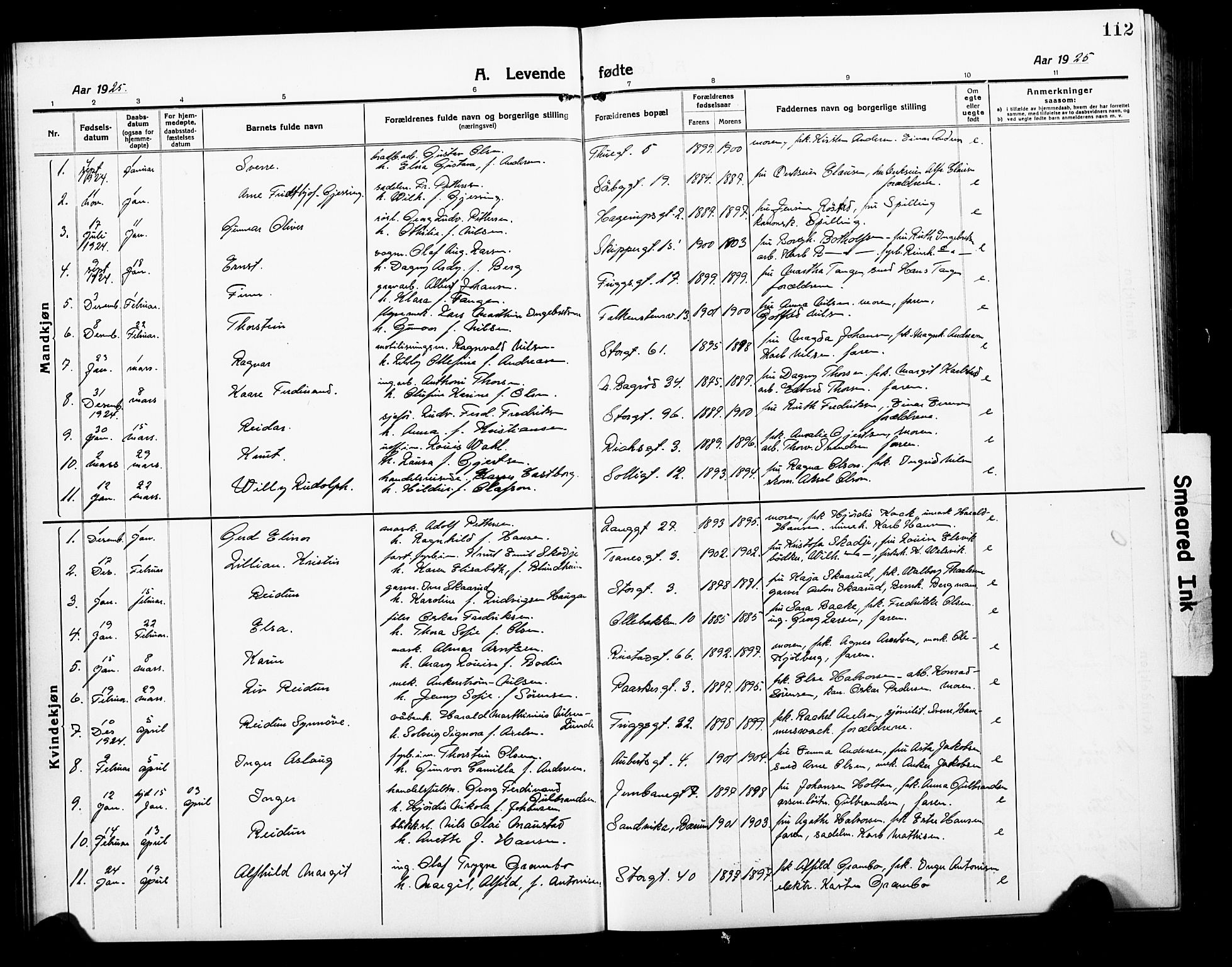 Horten kirkebøker, AV/SAKO-A-348/G/Ga/L0008: Parish register (copy) no. 8, 1916-1926, p. 112