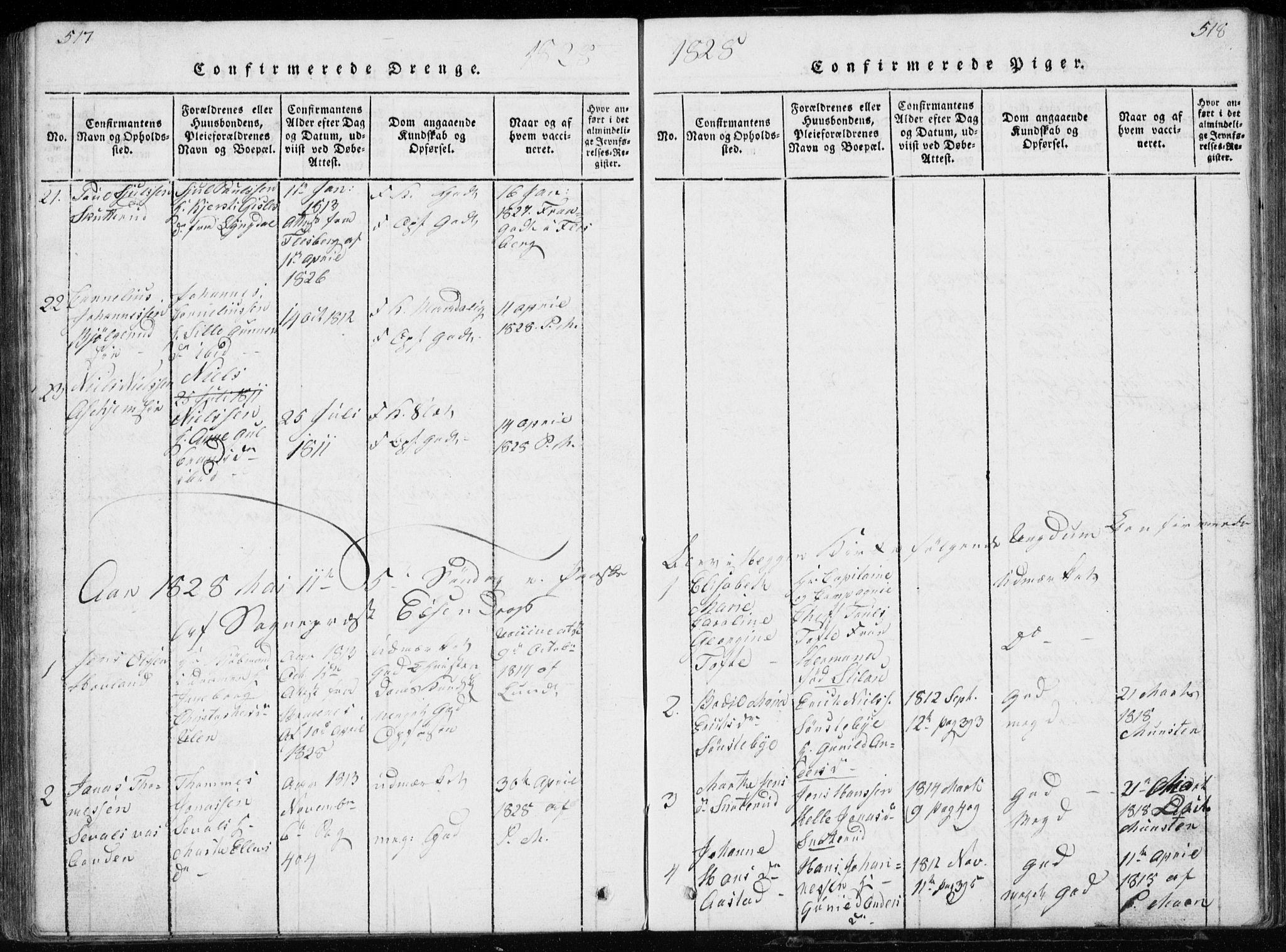 Modum kirkebøker, AV/SAKO-A-234/G/Ga/L0002: Parish register (copy) no. I 2, 1824-1832, p. 517-518