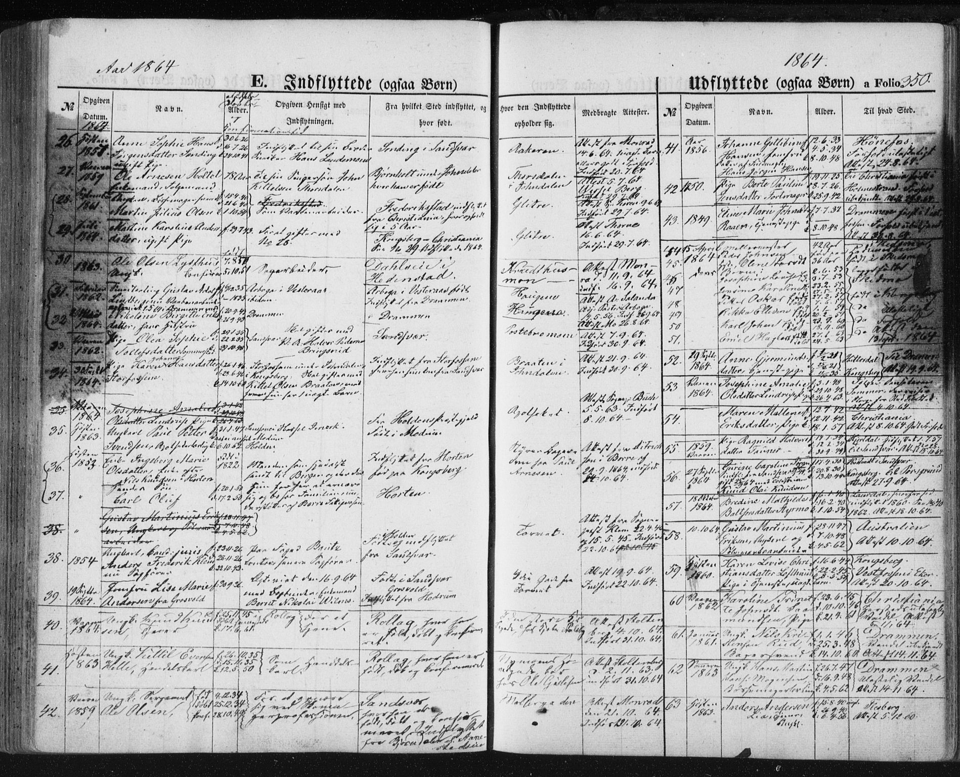 Kongsberg kirkebøker, SAKO/A-22/F/Fa/L0010: Parish register (official) no. I 10, 1859-1875, p. 350