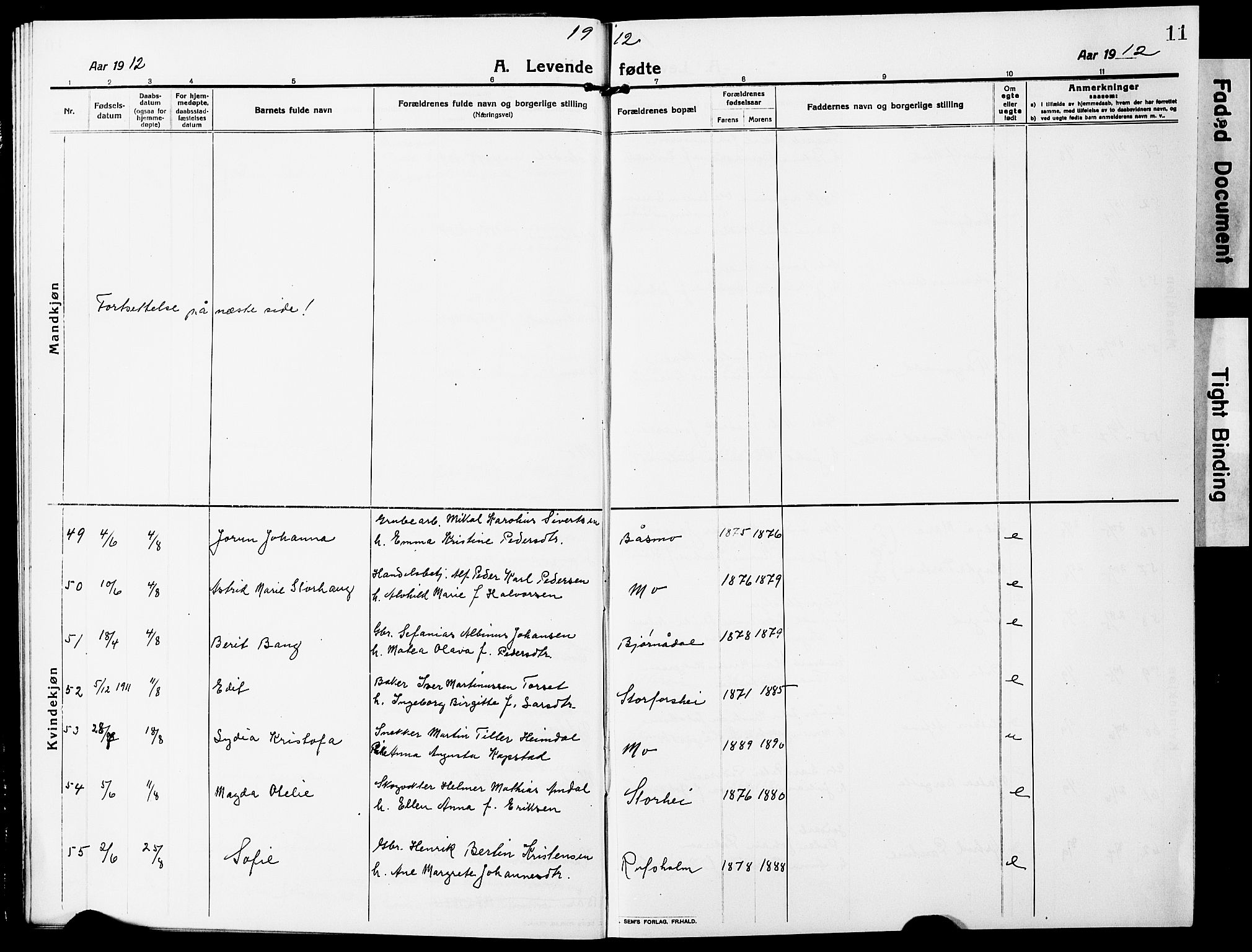 Ministerialprotokoller, klokkerbøker og fødselsregistre - Nordland, AV/SAT-A-1459/827/L0423: Parish register (copy) no. 827C12, 1912-1930, p. 11