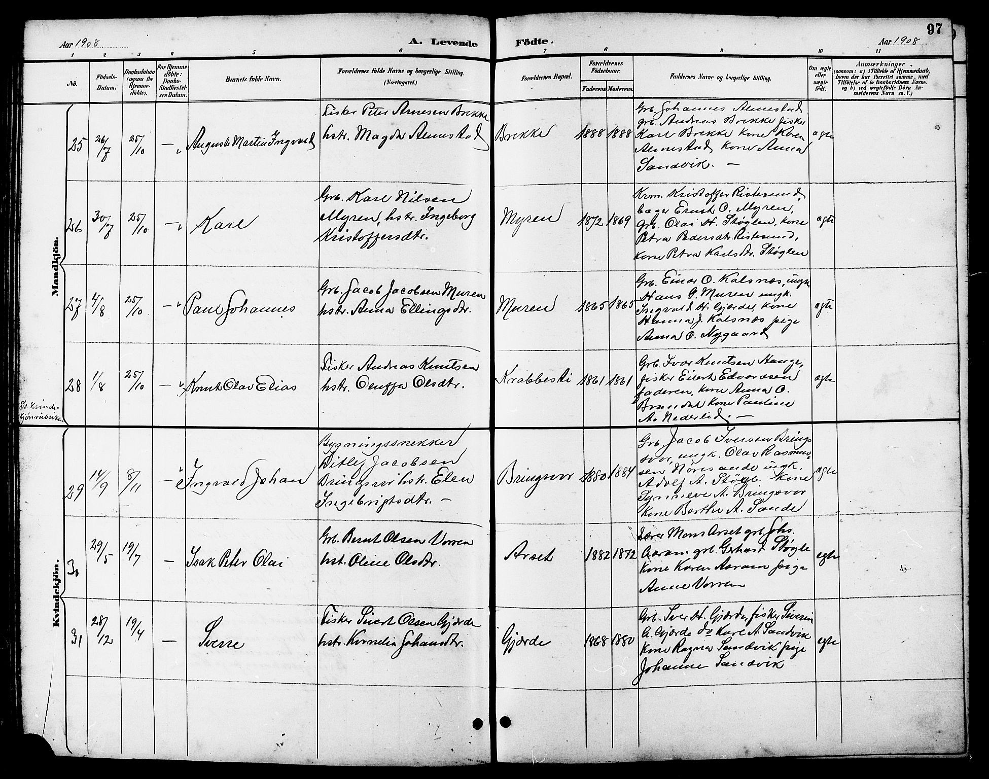 Ministerialprotokoller, klokkerbøker og fødselsregistre - Møre og Romsdal, AV/SAT-A-1454/503/L0049: Parish register (copy) no. 503C04, 1894-1915, p. 97