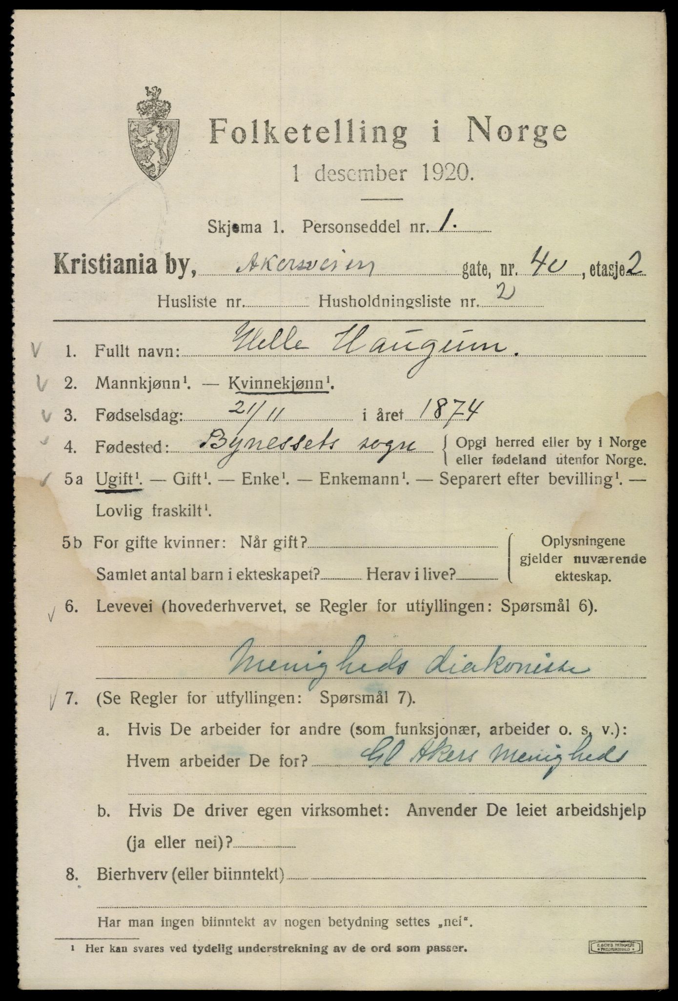 SAO, 1920 census for Kristiania, 1920, p. 140973