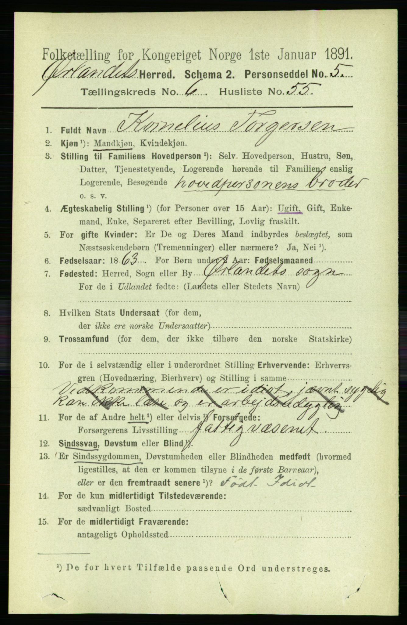 RA, 1891 census for 1621 Ørland, 1891, p. 2182