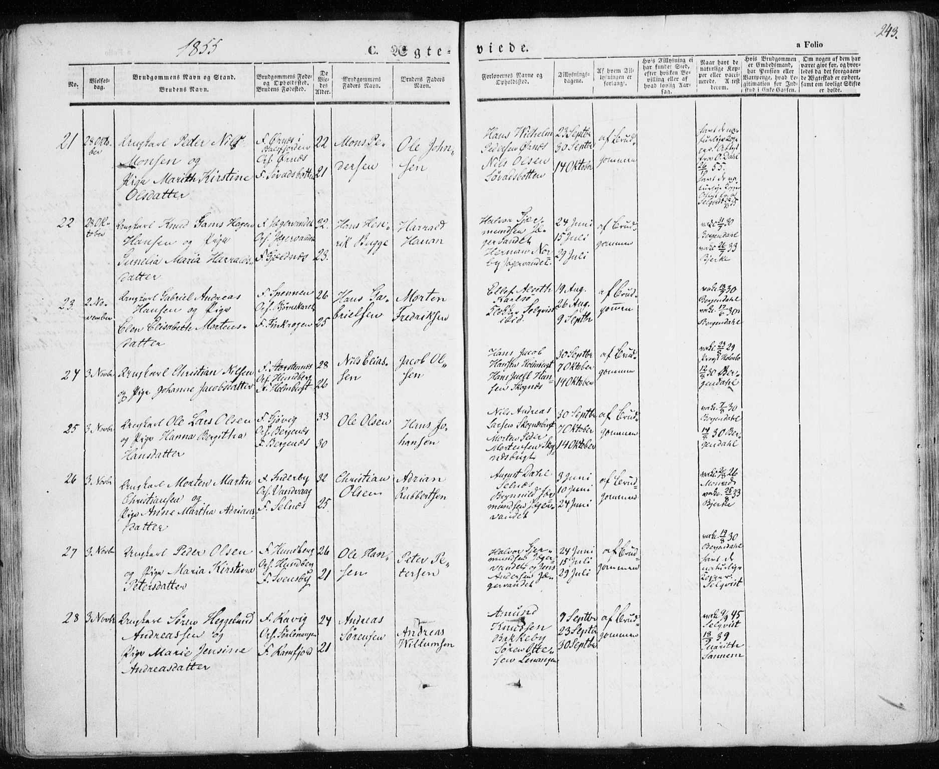 Karlsøy sokneprestembete, AV/SATØ-S-1299/H/Ha/Haa/L0003kirke: Parish register (official) no. 3, 1843-1860, p. 243