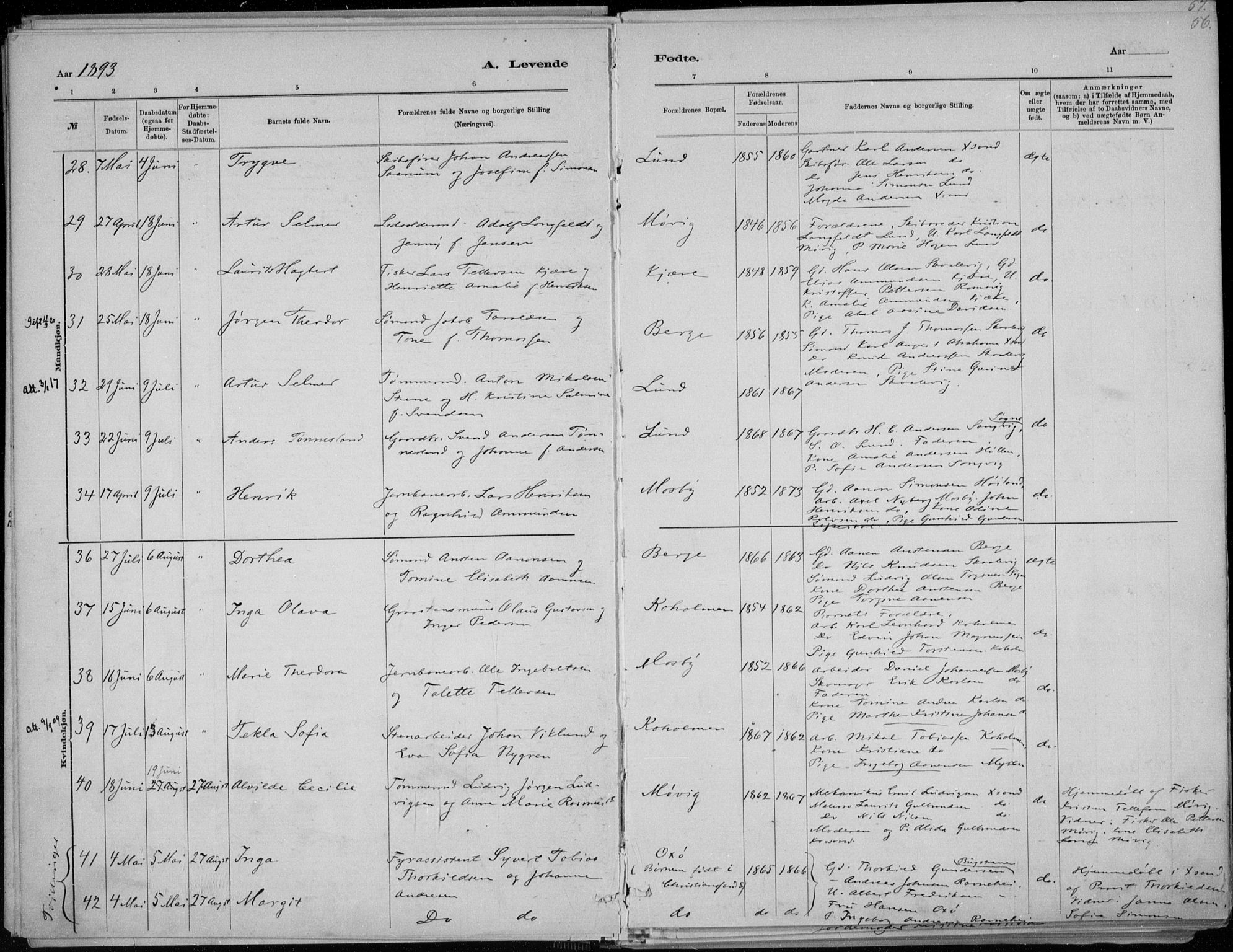 Oddernes sokneprestkontor, SAK/1111-0033/F/Fa/Faa/L0009: Parish register (official) no. A 9, 1884-1896, p. 56