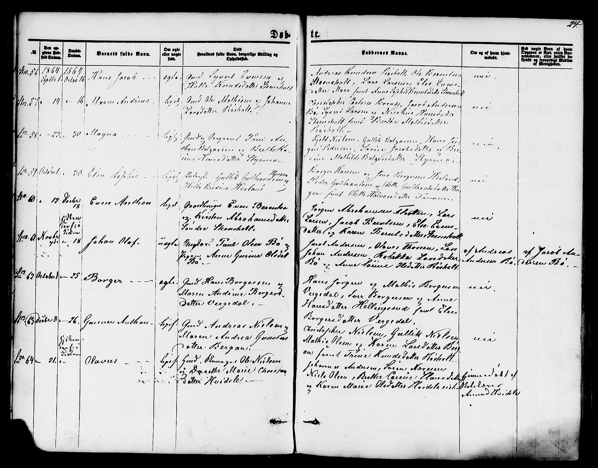 Lardal kirkebøker, AV/SAKO-A-350/F/Fa/L0007: Parish register (official) no. I 7, 1861-1880, p. 24