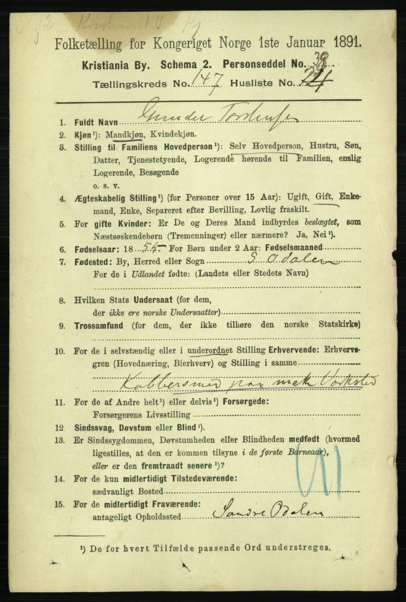 RA, 1891 census for 0301 Kristiania, 1891, p. 82268