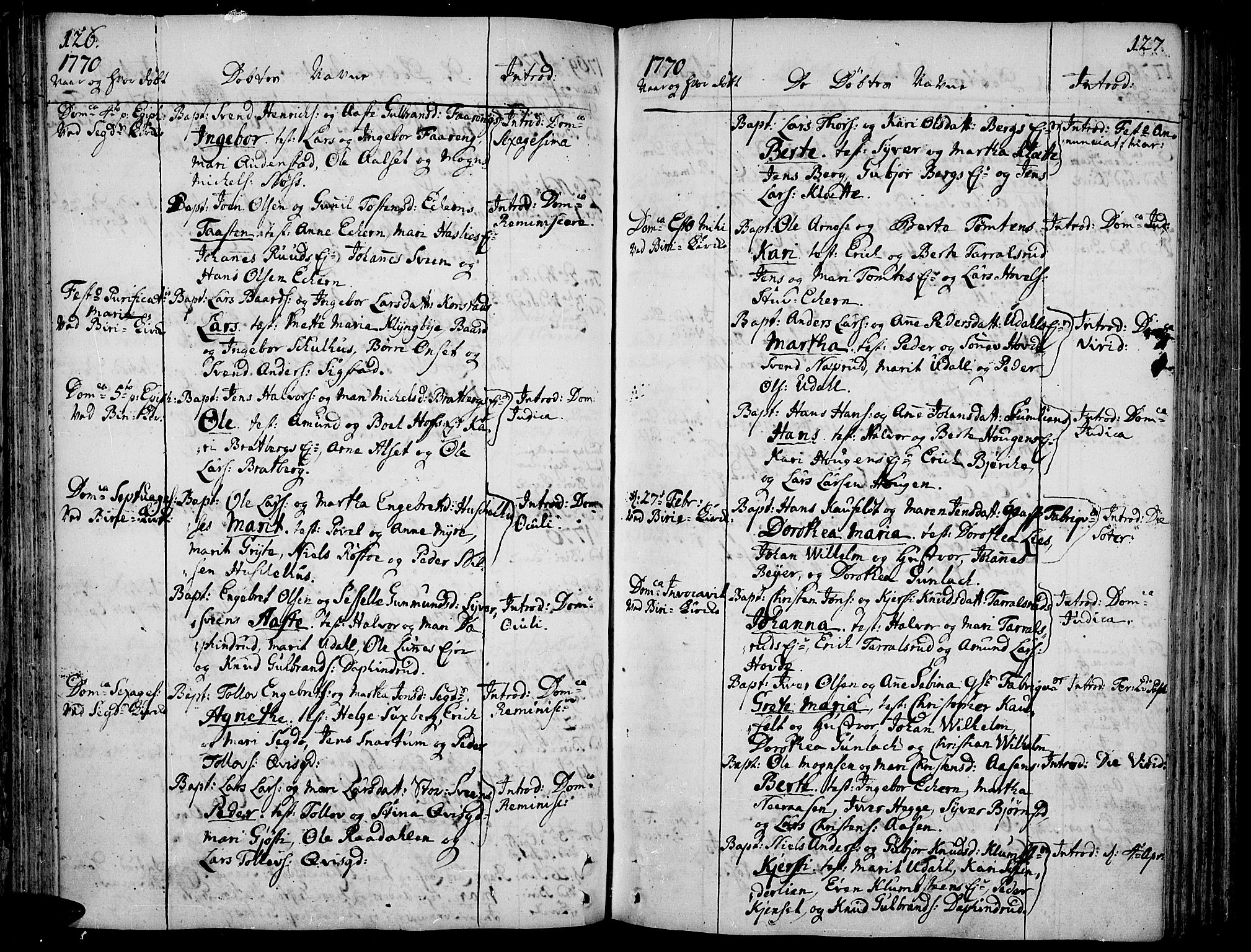 Biri prestekontor, AV/SAH-PREST-096/H/Ha/Haa/L0002: Parish register (official) no. 2, 1754-1789, p. 126-127